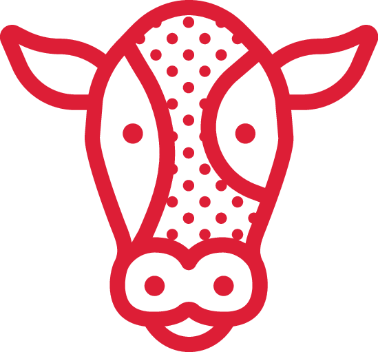 Illustration of a cow's face.