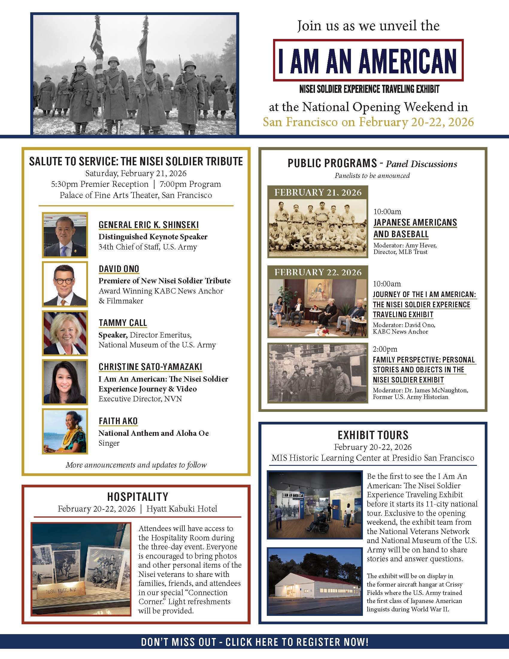 I Am American: Nisei Soldier Experience Traveling Exhibit Opening & Celebration Event @ Military Intelligence Service Historic Learning Center