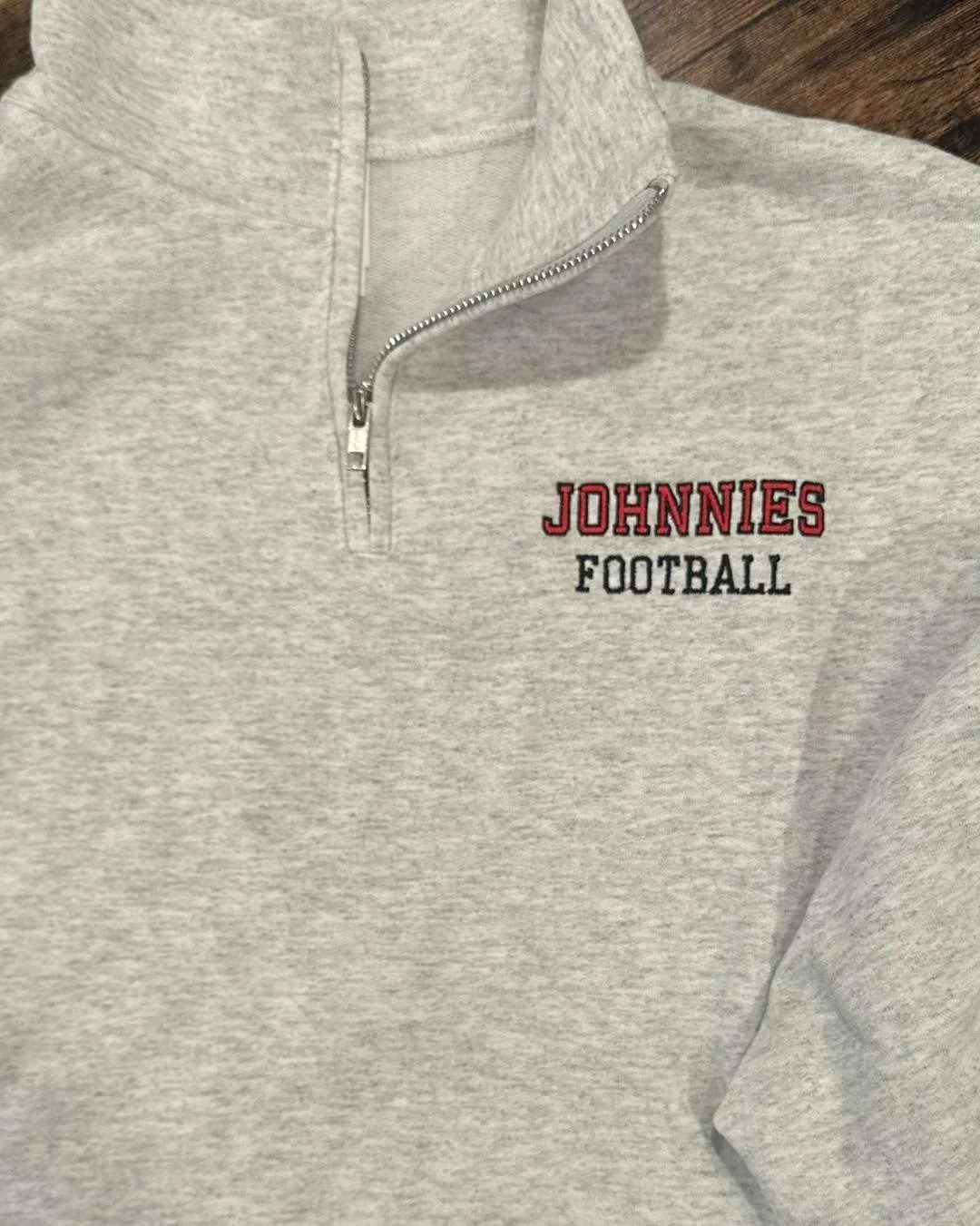 Available for immediate pickup! $30 Johnnies Football, embroidered.
Size Large