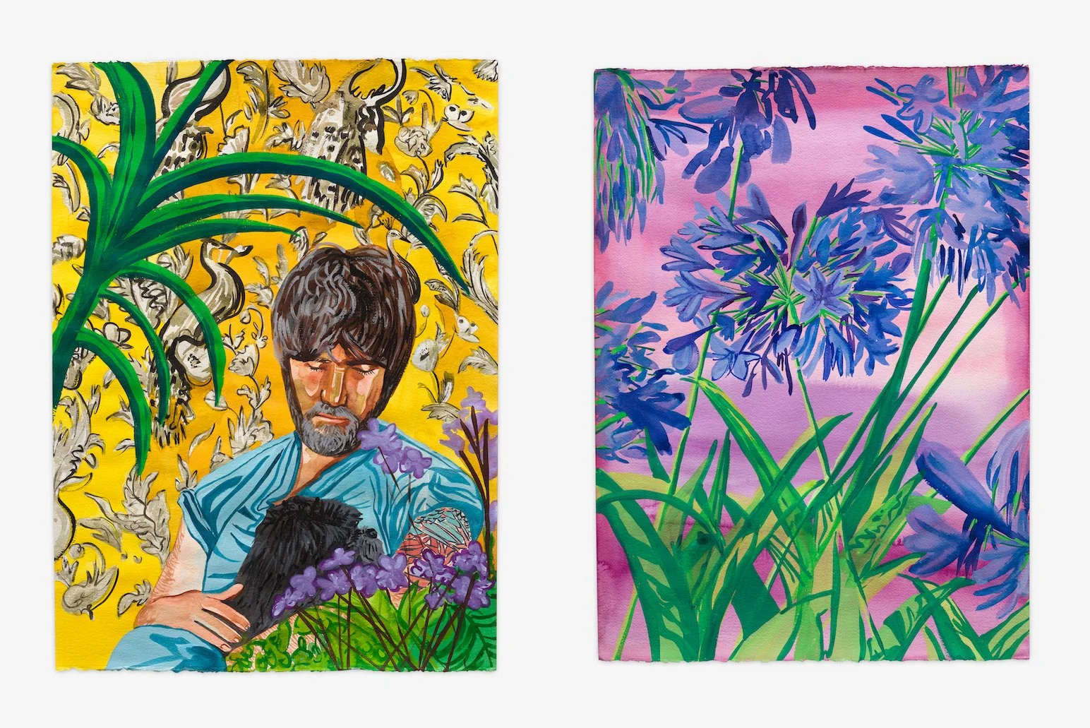 Aliza Nisenbaum, “Stephen, Orthoptist” and “Agapanthus,” 2020