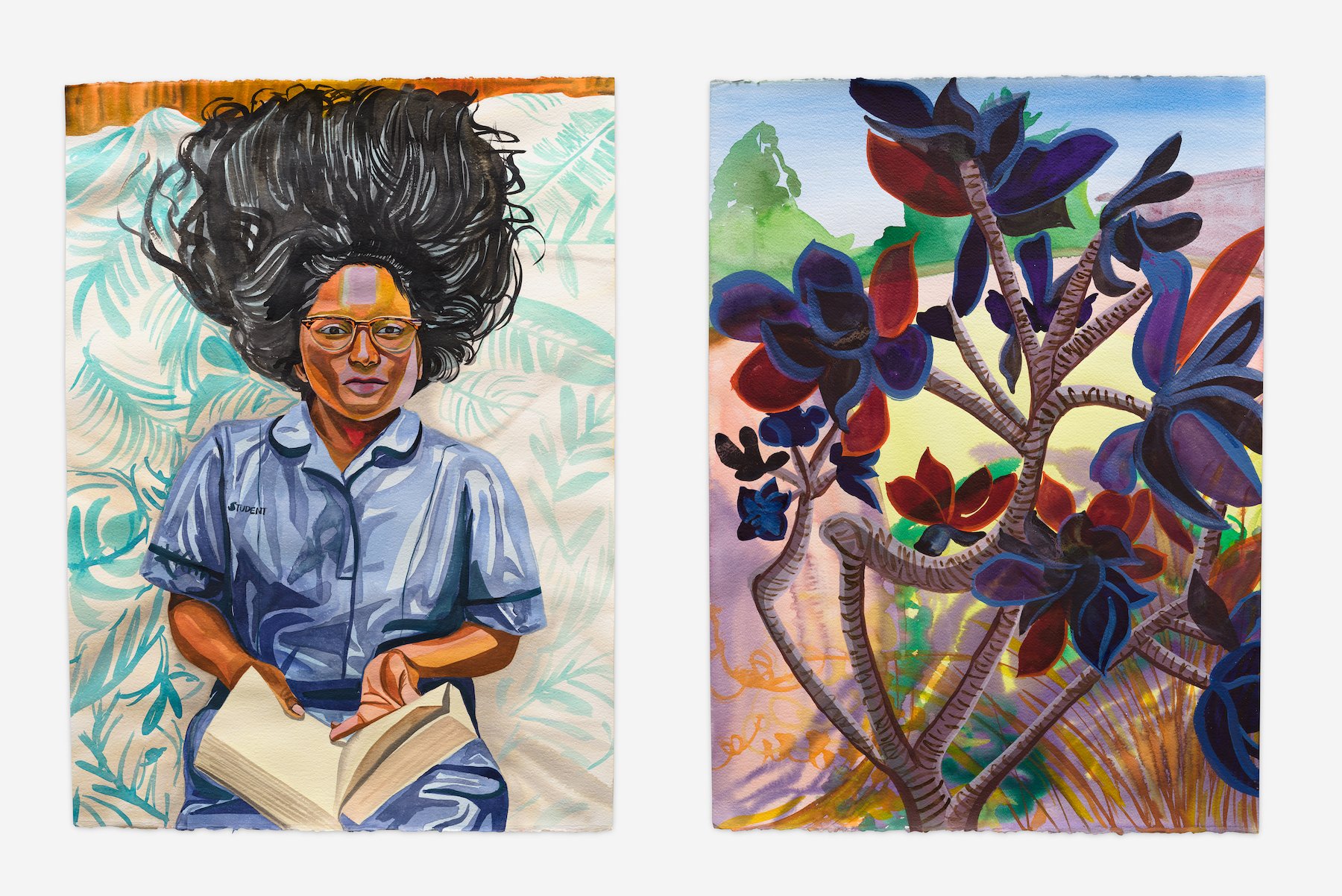  Aliza Nisenbaum, "Naveena, Student Nurse" and "Succulents," 2020