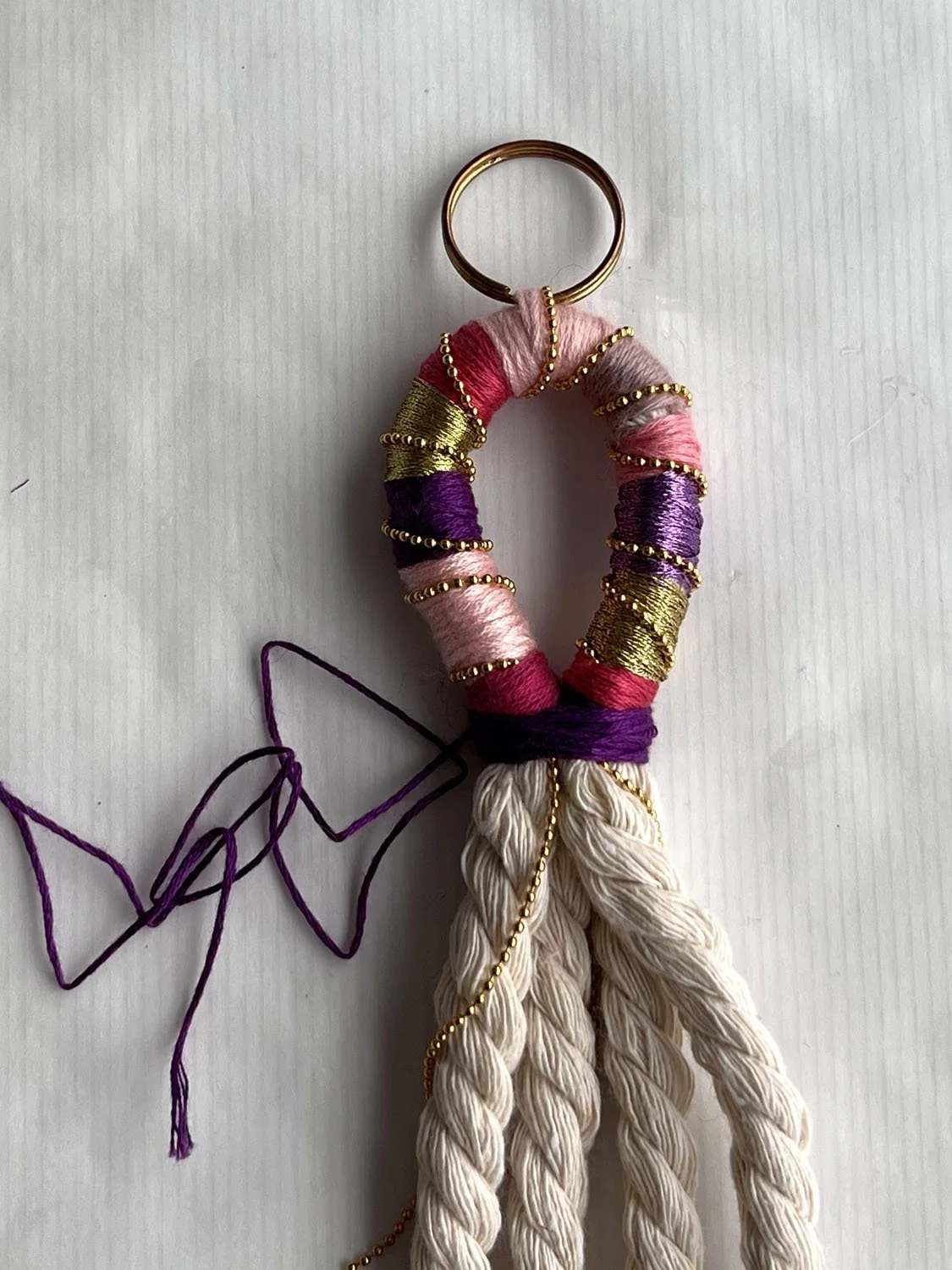 Femmes -en-ciel Gland Porte-clés Voiture à Main Porte-clés Porte-charmes Pour Gris