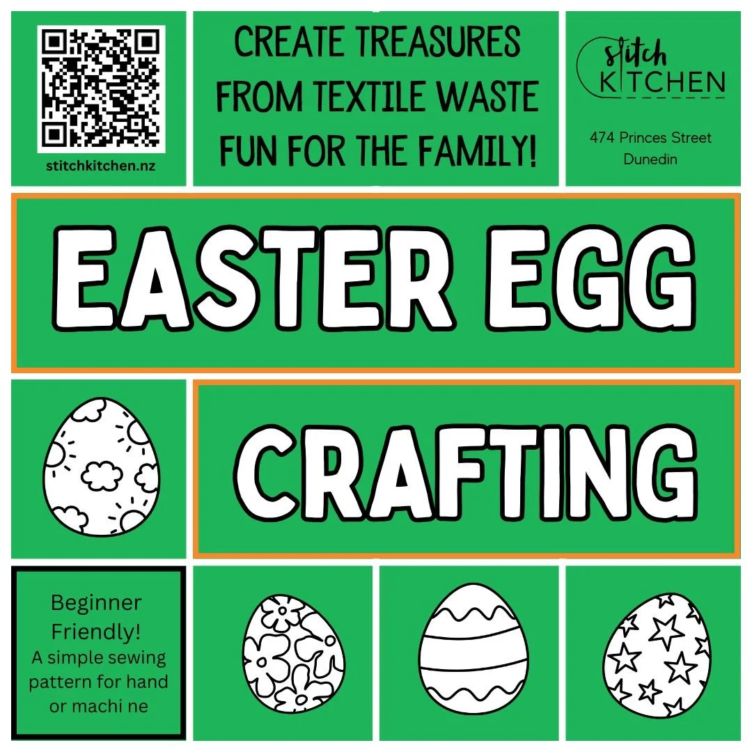 #StitchKitchen 🐣 Scrappy Easter Egg Workshop
Forget the supermarket aisles&mdash;come and stitch your own beautiful, personalized fabric eggs! Whether you want to learn to use a sewing machine or prefer the slow-pace of hand sewing, we&rsquo;ll guid