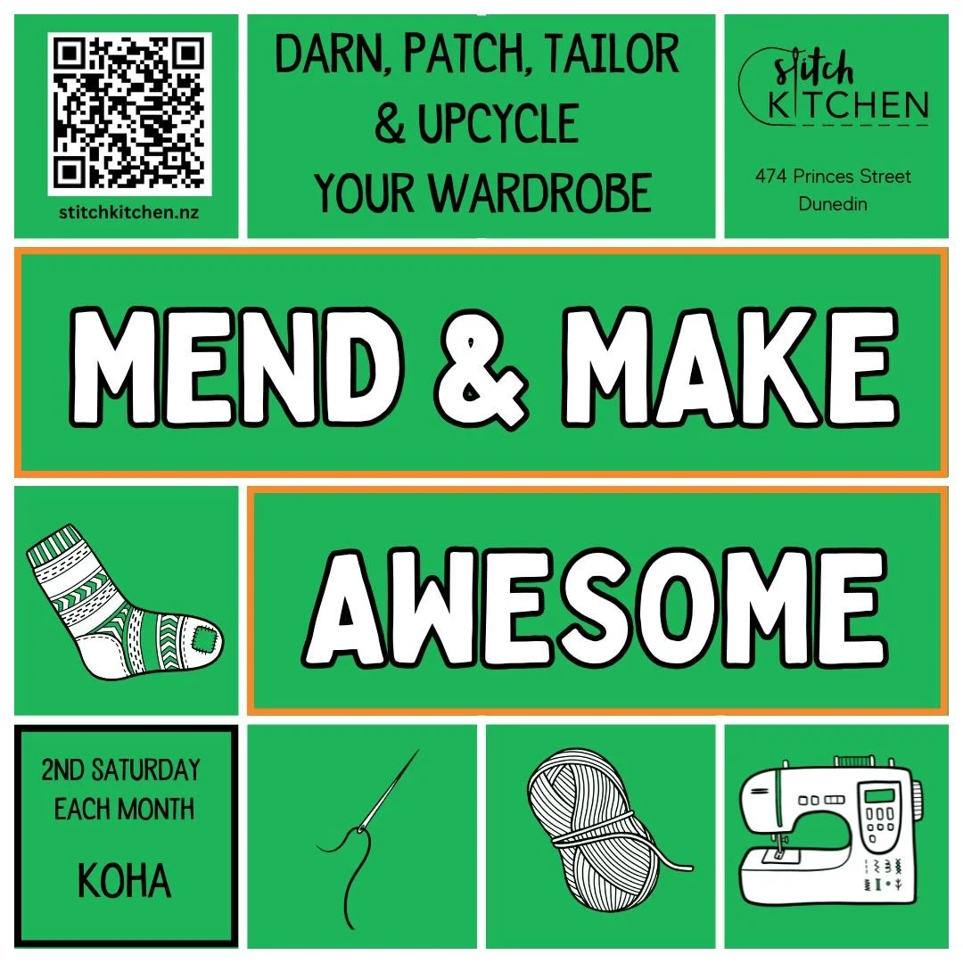 This Saturday we have our iconic Mend &amp; Make Awesome. 1pm - 3pm 

Don't let a small hole or a broken zip mean the end for your favorite clothes! Join us for Mend &amp; Make Awesome, our dedicated community sessions focused on the art of repair an