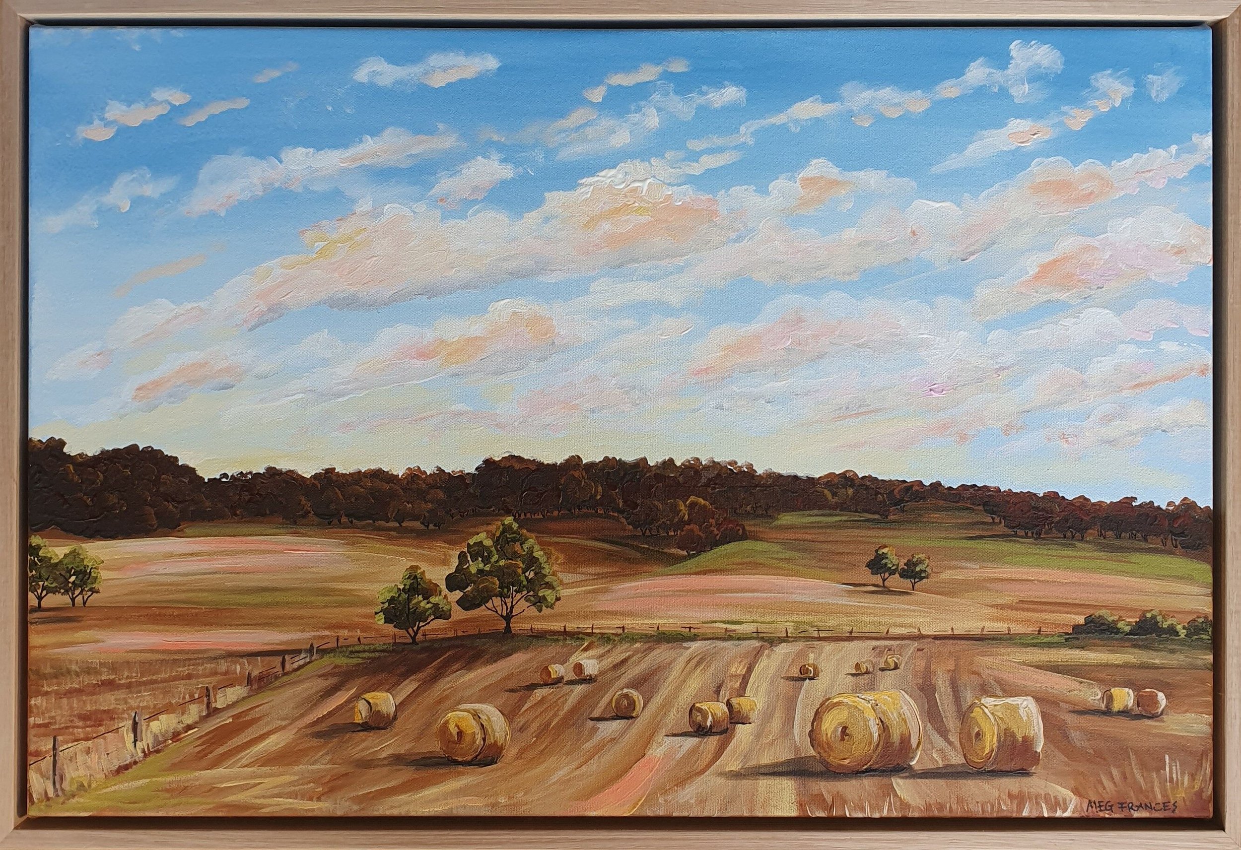 &ldquo;The low paddock&rdquo; SOLD by Meg Frances is one of the many in her collection that have sold during the Land &amp; Sky exhibition. With only a couple of weeks left before our walls all change again, take the time to visit this beautiful exhi