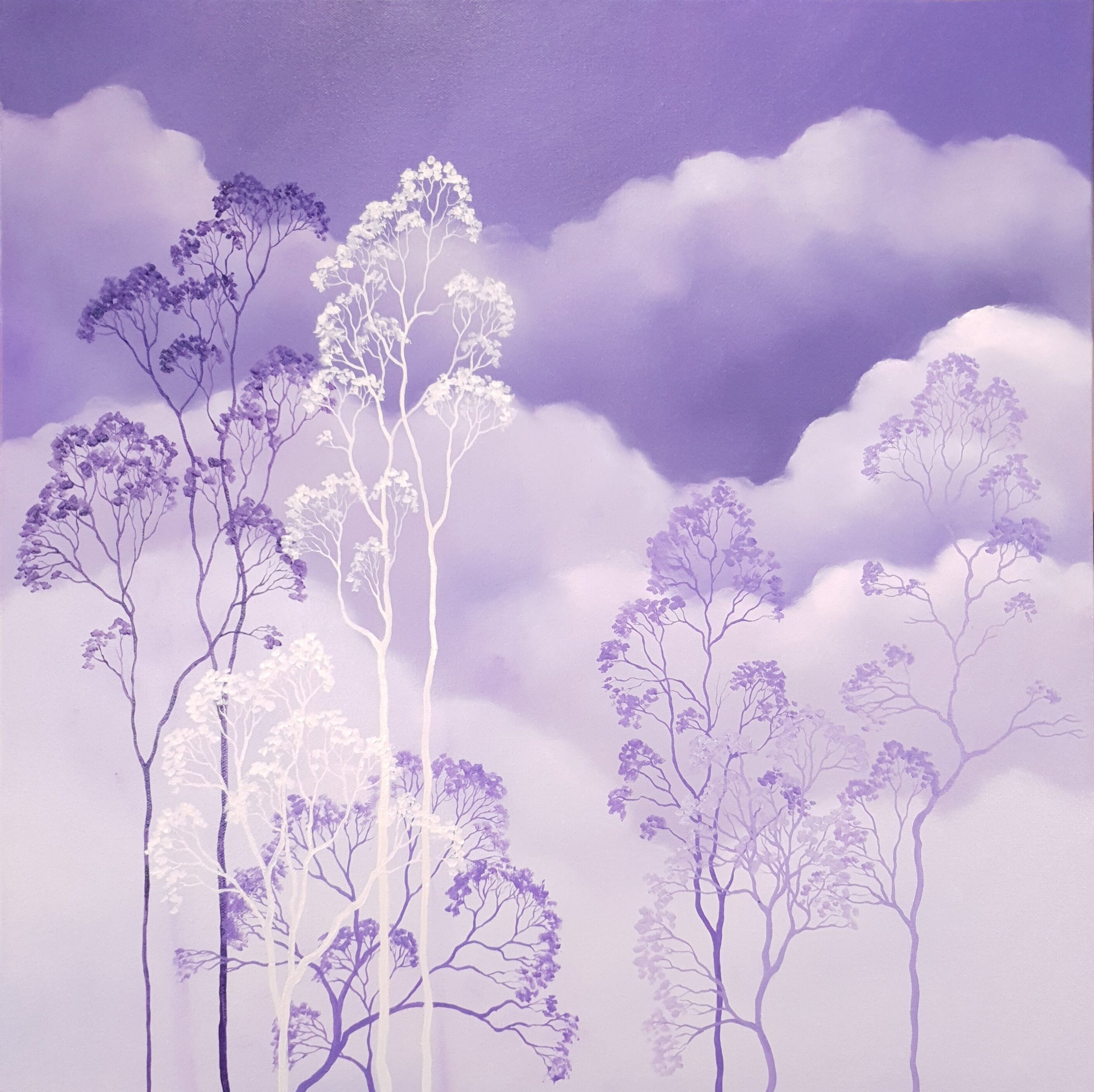 &ldquo;Violet Skies&rdquo; by Lucinda Leveille - 64x64cm oil on canvas with timber floating frame - $850⁣ @lucindaleveilleart 
⁣
Available to purchase at the gallery or on website link in bio ⁣
⁣
 #featureartist #artcollector #landscapesexhibition #l