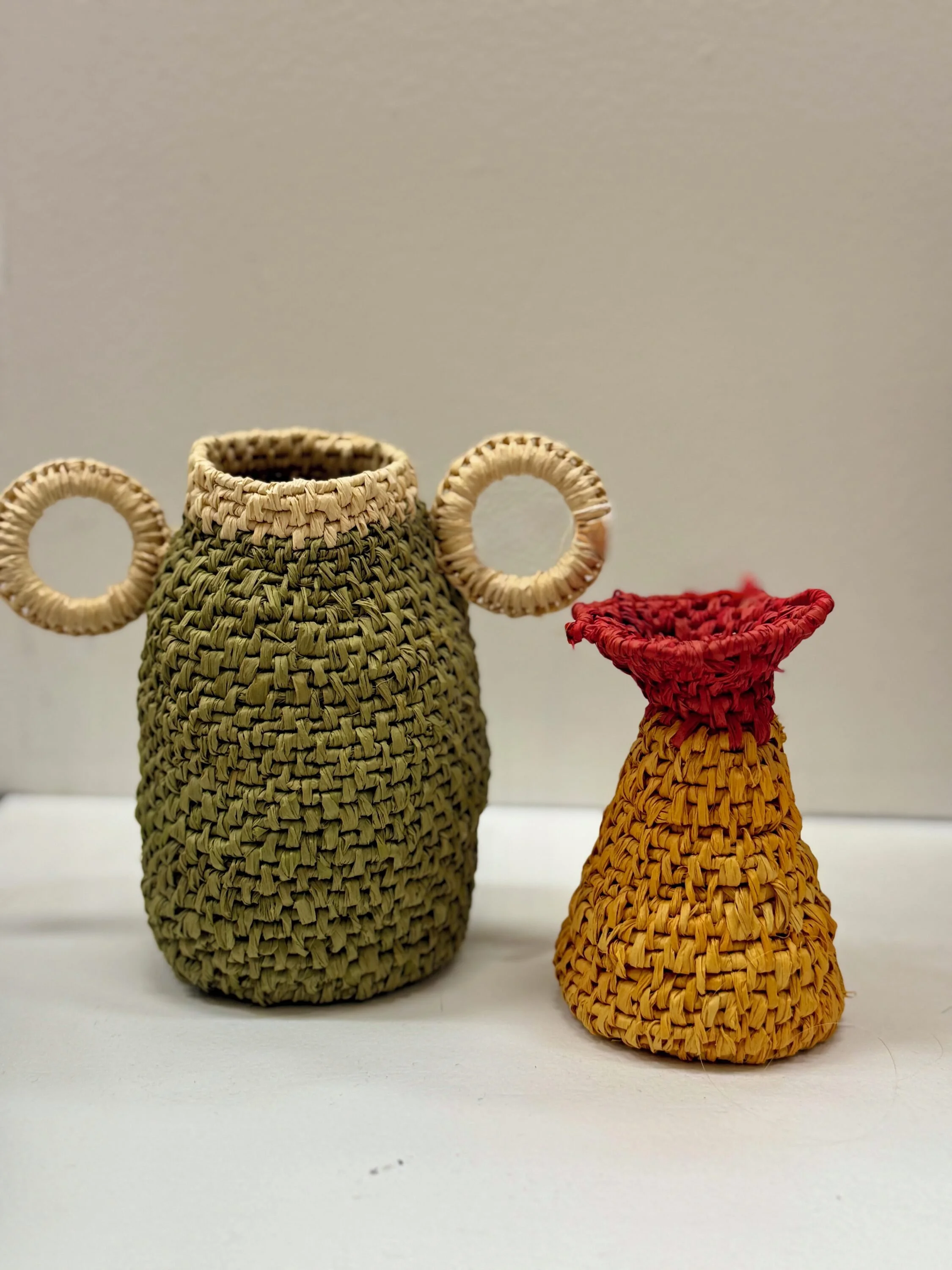 Thoughtfully made and full of character!⁣
⁣
How fun are these hand woven vases by local artist Jo Roszkowski⁣
Now available in the gallery