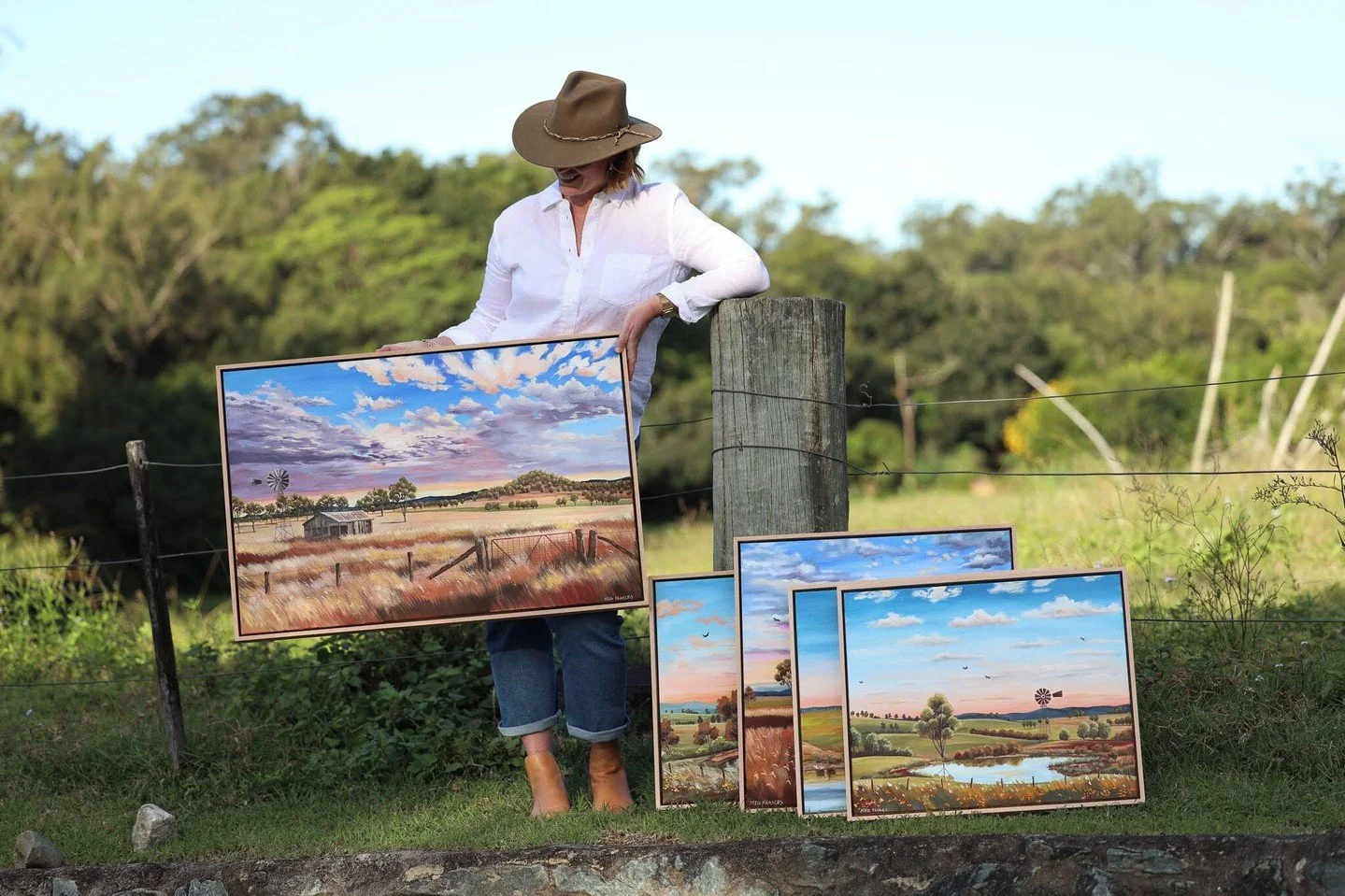 There&rsquo;s a quiet familiarity woven through Meg Frances&rsquo; paintings,  the kind of work that makes you pause and feel instantly connected to a place, a memory or a moment.

Drawing on her time living in rural Central Queensland and family adv