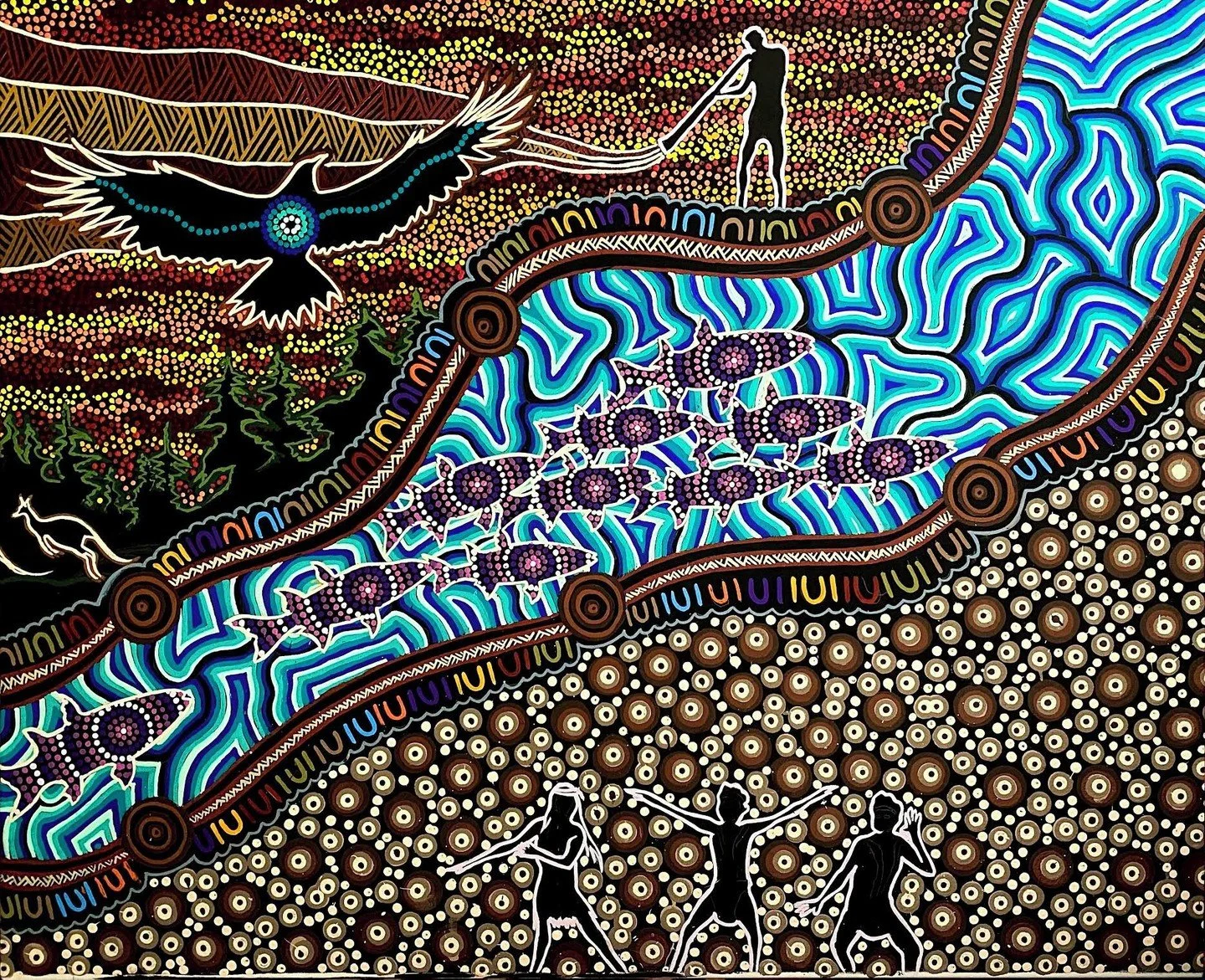 Jandamarra Cadd is a Yorta Yorta and Dja Dja Wurrung artist whose portrait practice is grounded in connection, storytelling, and deep respect for people and Country. His expressive, richly coloured works explore identity, resilience, and belonging, c