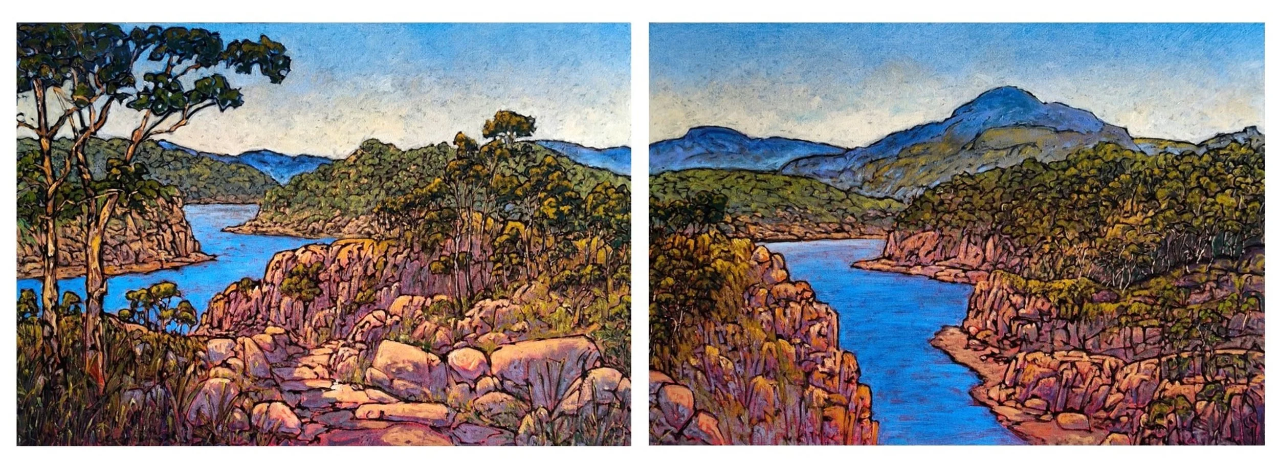 Meeting of Rivers no.1,2 as diptych 2xH80cmxW56cm acrylic on canvas,$1395ea. $2500set.jpg
