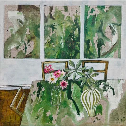Happy Place (3 green  paintings) - Denise Daffara