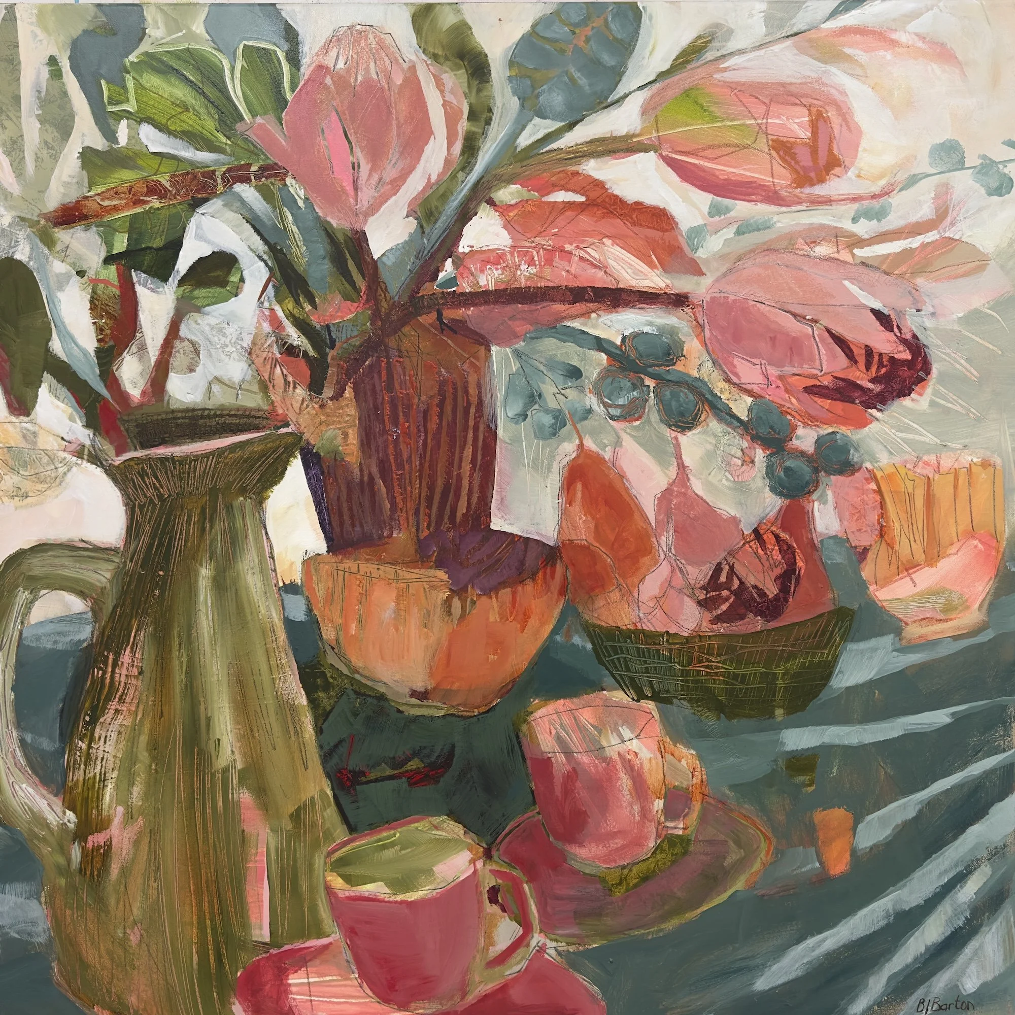 Bronwyn Barton_Raspberry Tea Please_90cm x 90cm_�2200.jpeg