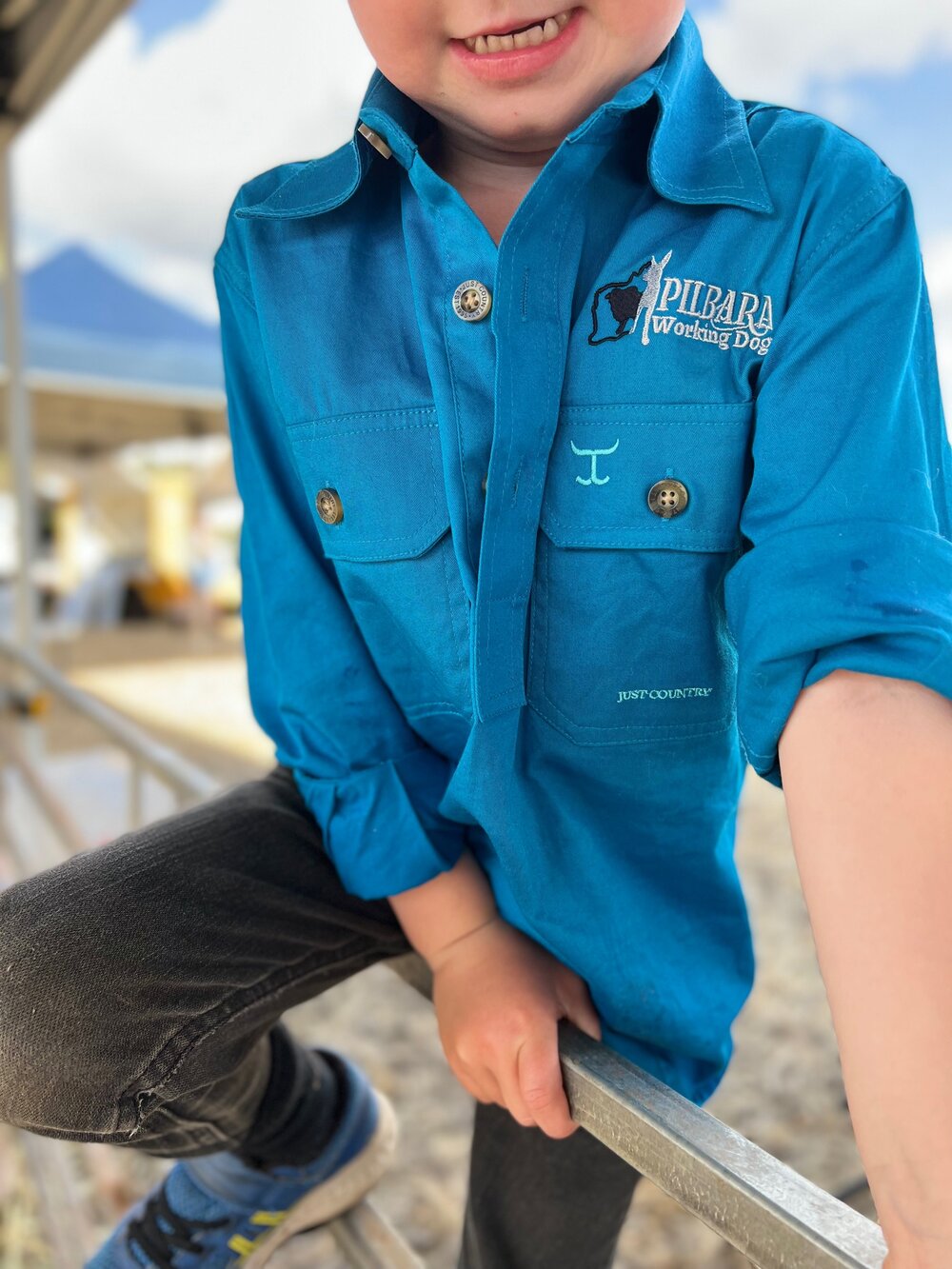 PWD Boys Work Shirt - Blue Jewel — Pilbara Working Dogs