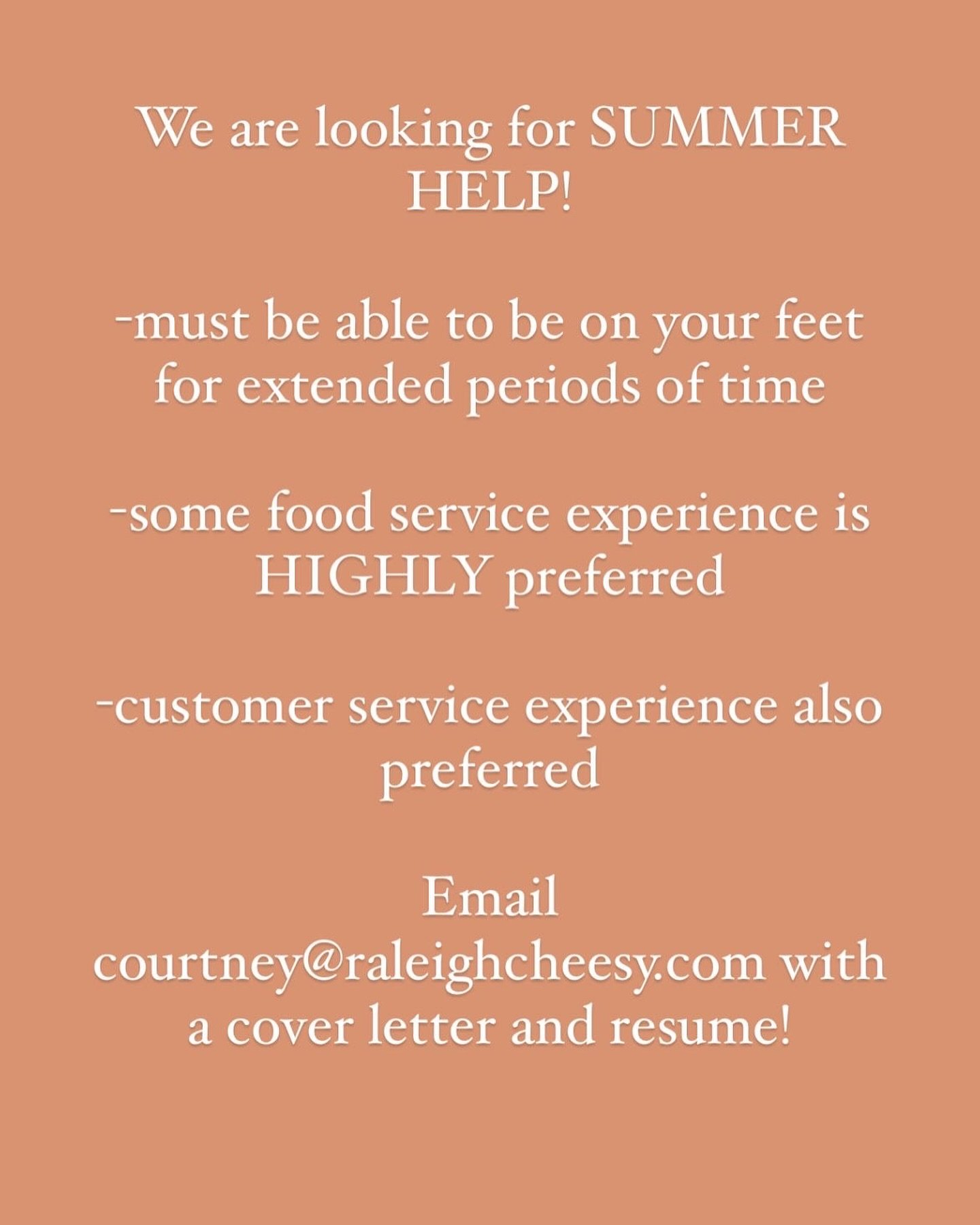 Hiring for summer help!