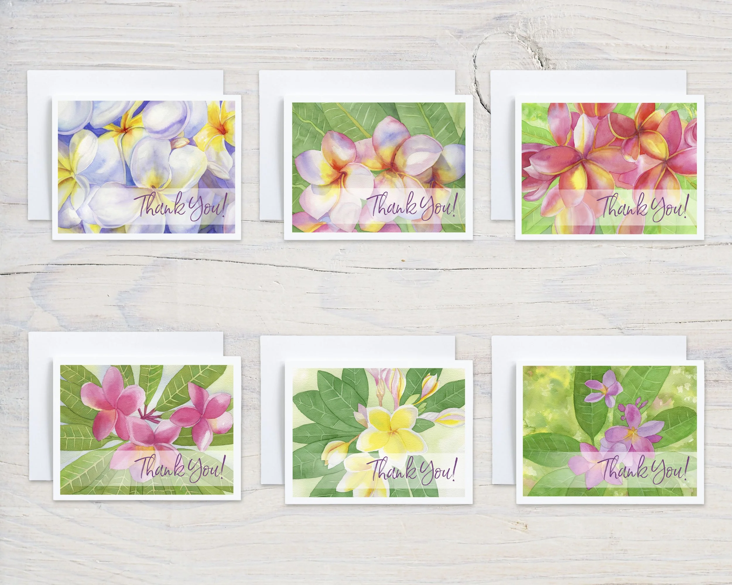 Plumeria Thank You Notecards - Set of Six