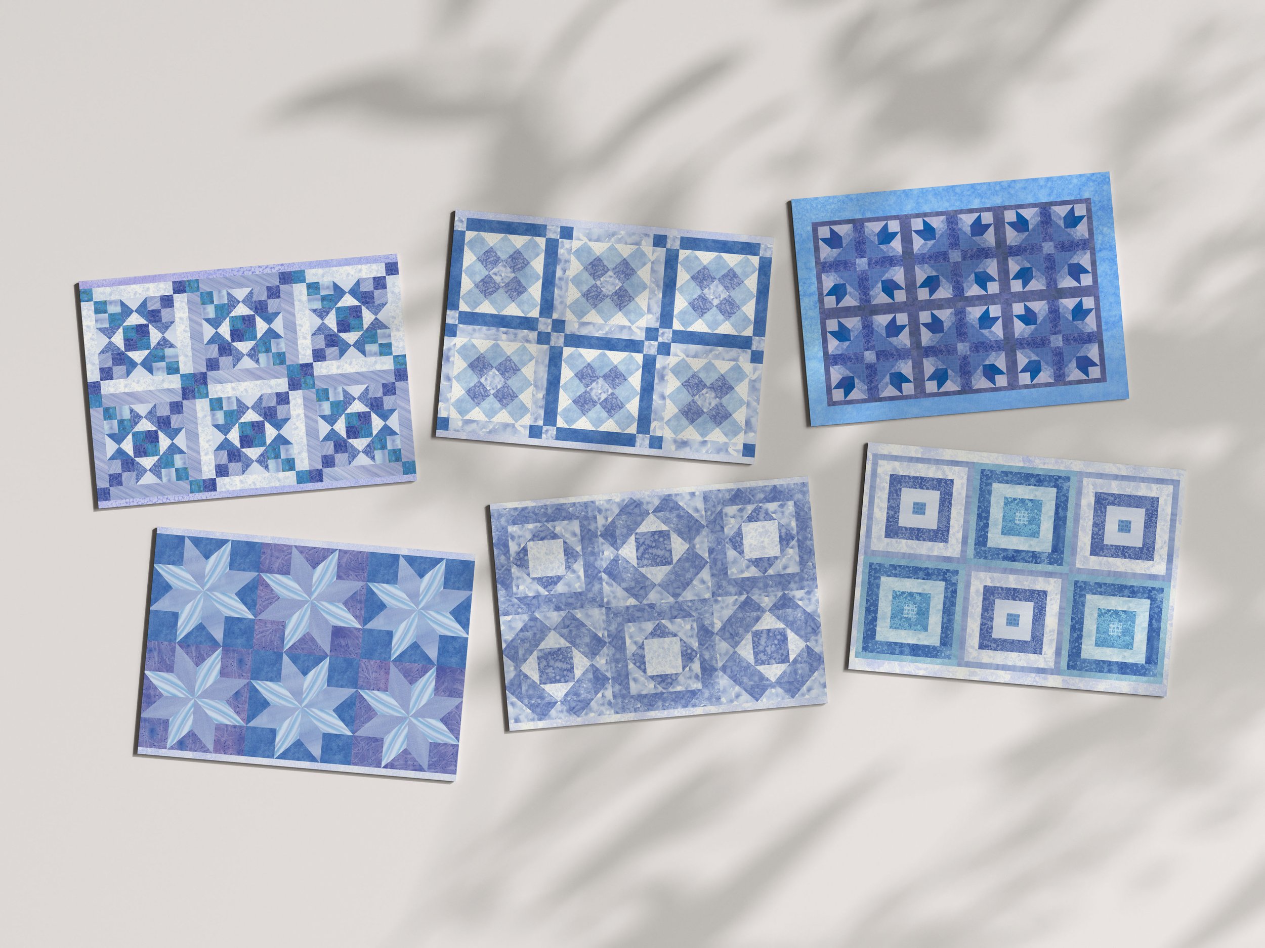 Blue with Purple Quilt Notecards– Set of Six