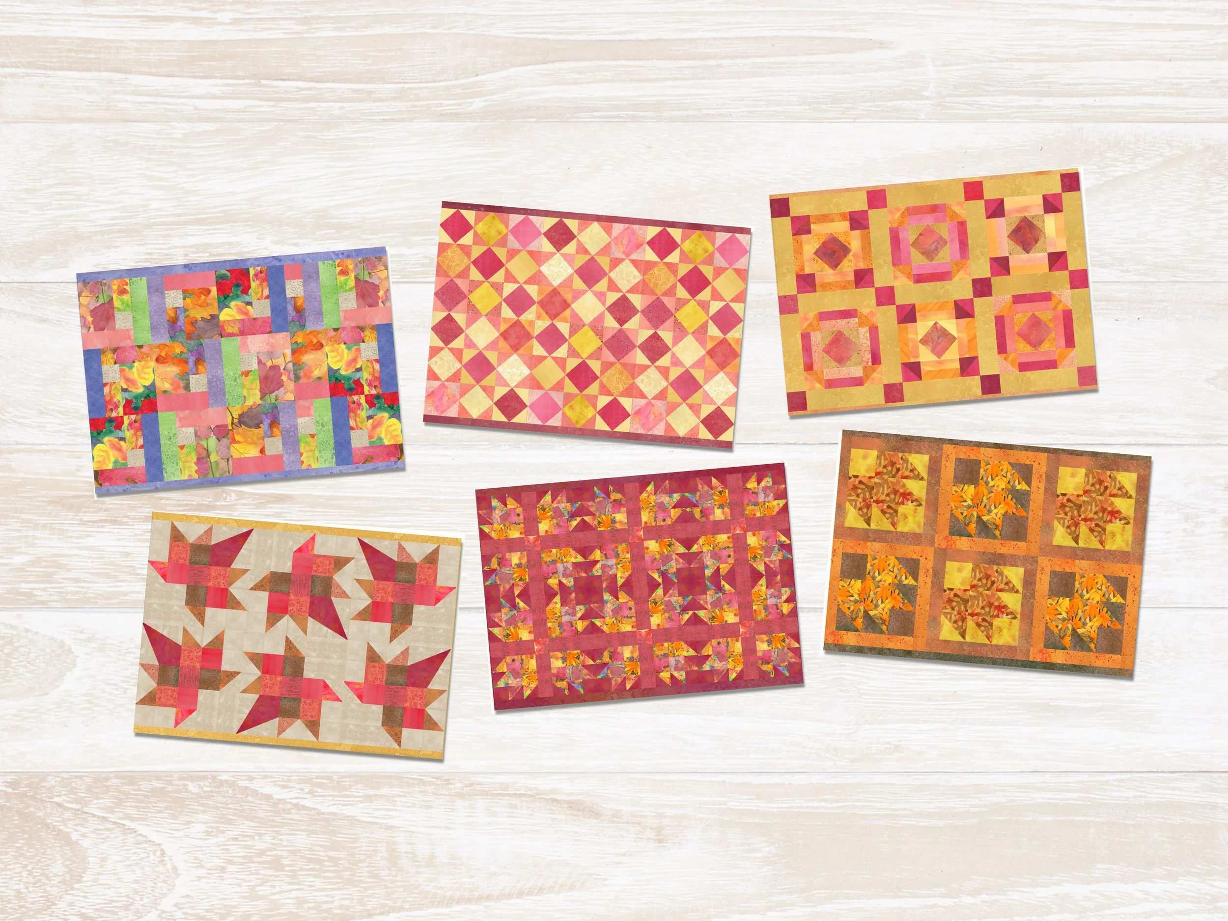 Watercolor Autumn Quilt Notecards – Set of Six