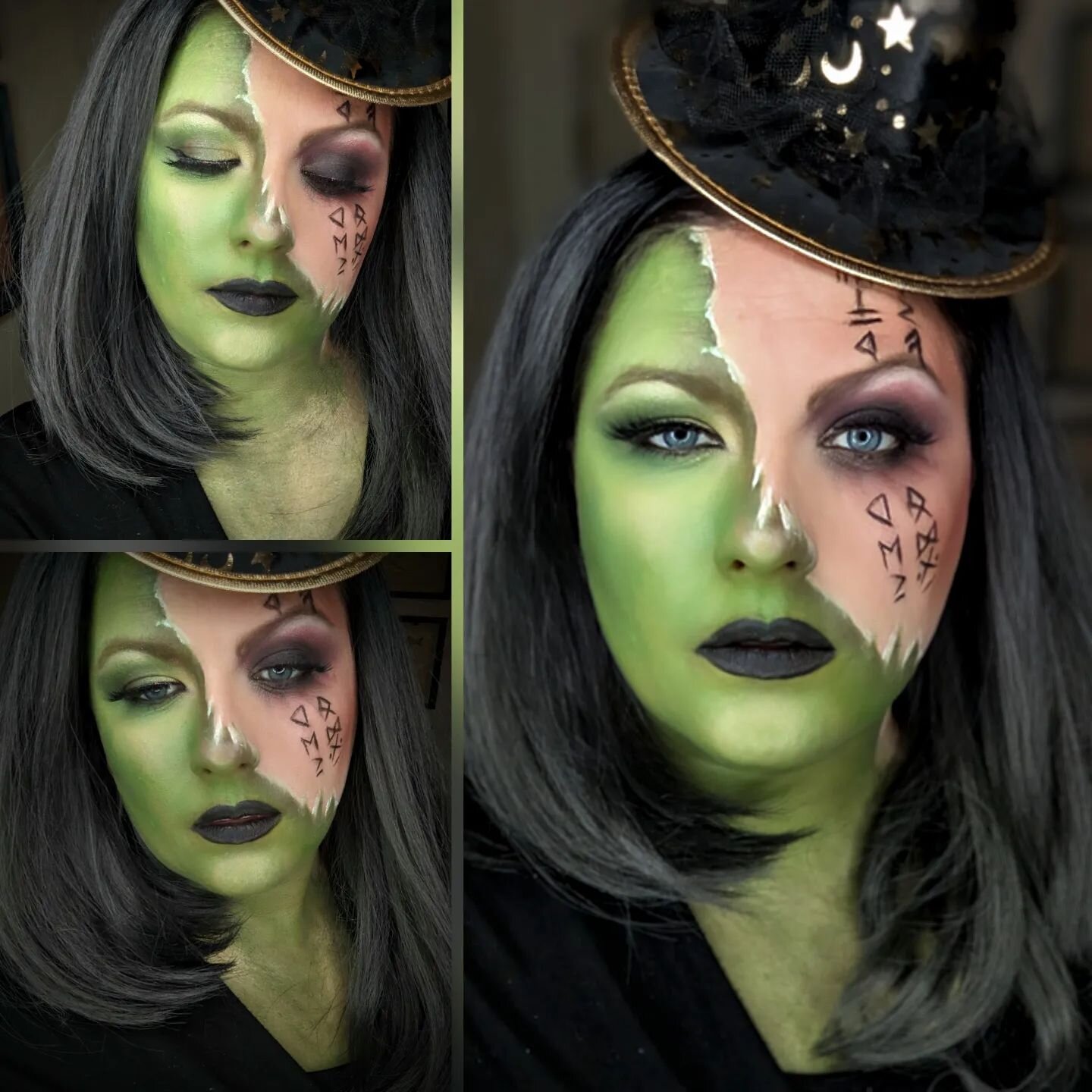 I can't help it, there were so many great shots of this look and I dont want to take it off. 
.
.
#halloweencharacters #witchmakeup #witchesbrew #hocuspocus #practicalmagic #makeup #halloweenmakeup #halloweenmakeupideas #halloweenvibes #splitfacewitc