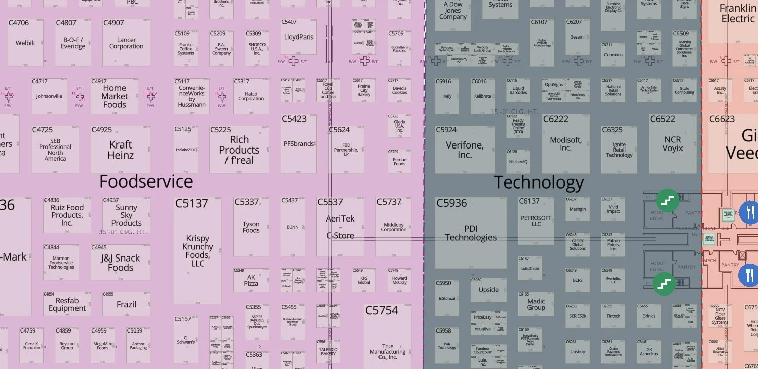 Trade show floor exhibitor map