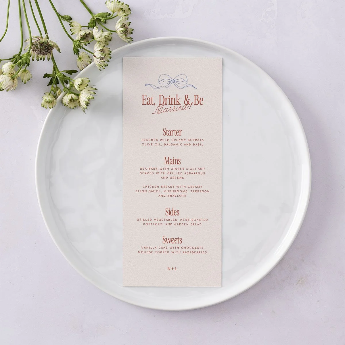 Modern Delicate Bows Menu