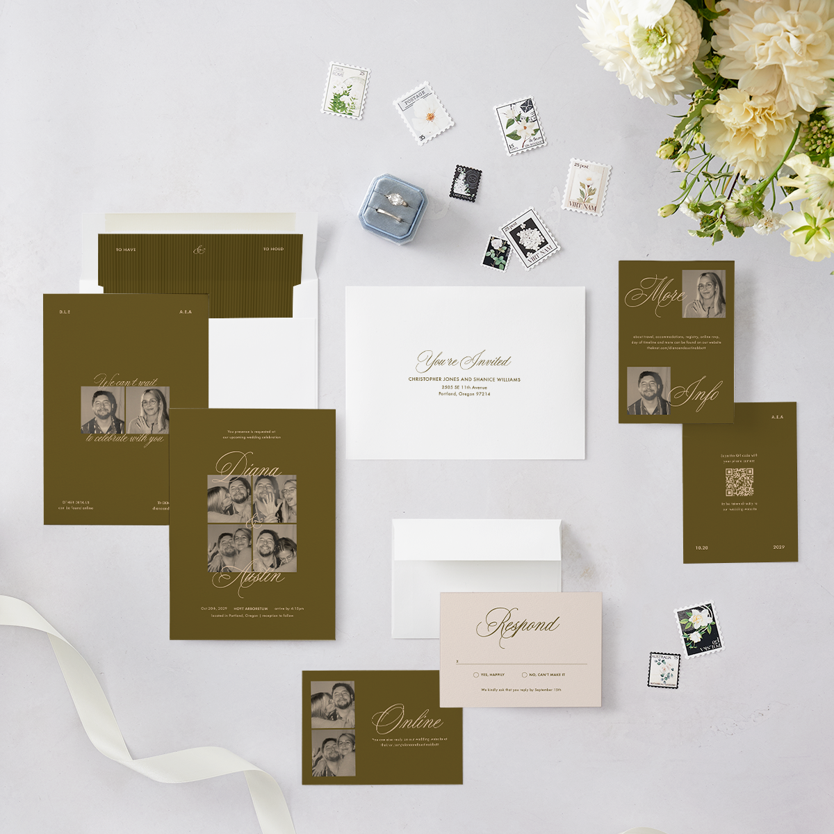 Classically Vintage Photobooth Wedding Invitation Suite