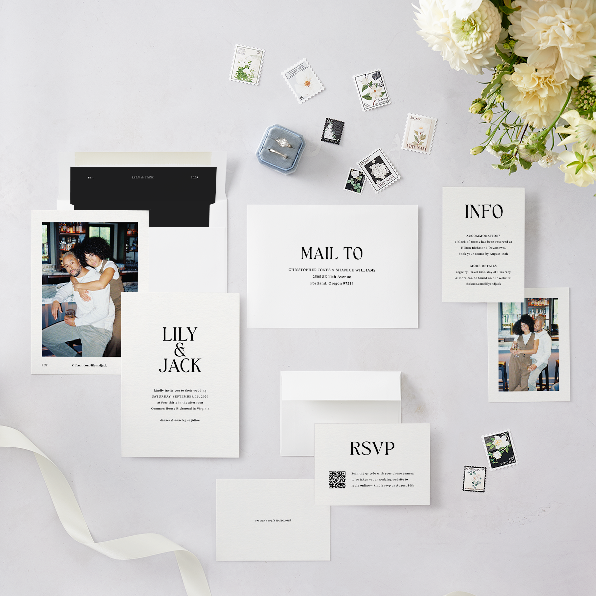 Elegant Minimalist Wedding Invitation Suite