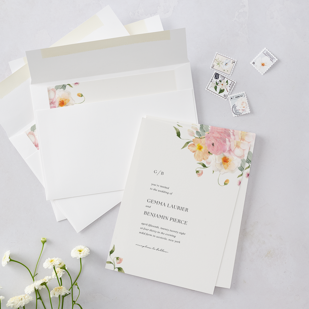 Pastel Garden Wedding Invitation