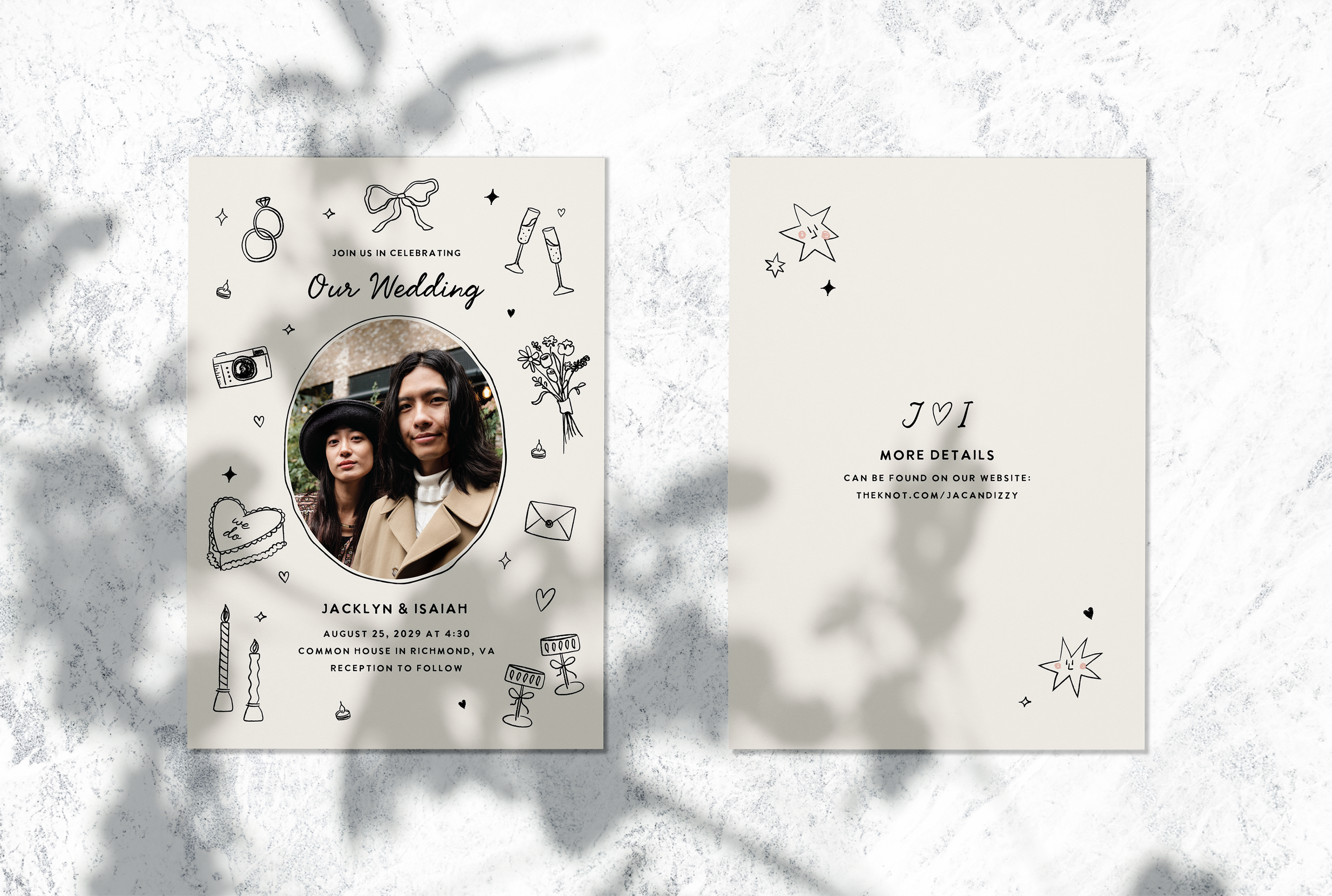 Hand Drawn Wedding Icons Photo Wedding Invitation