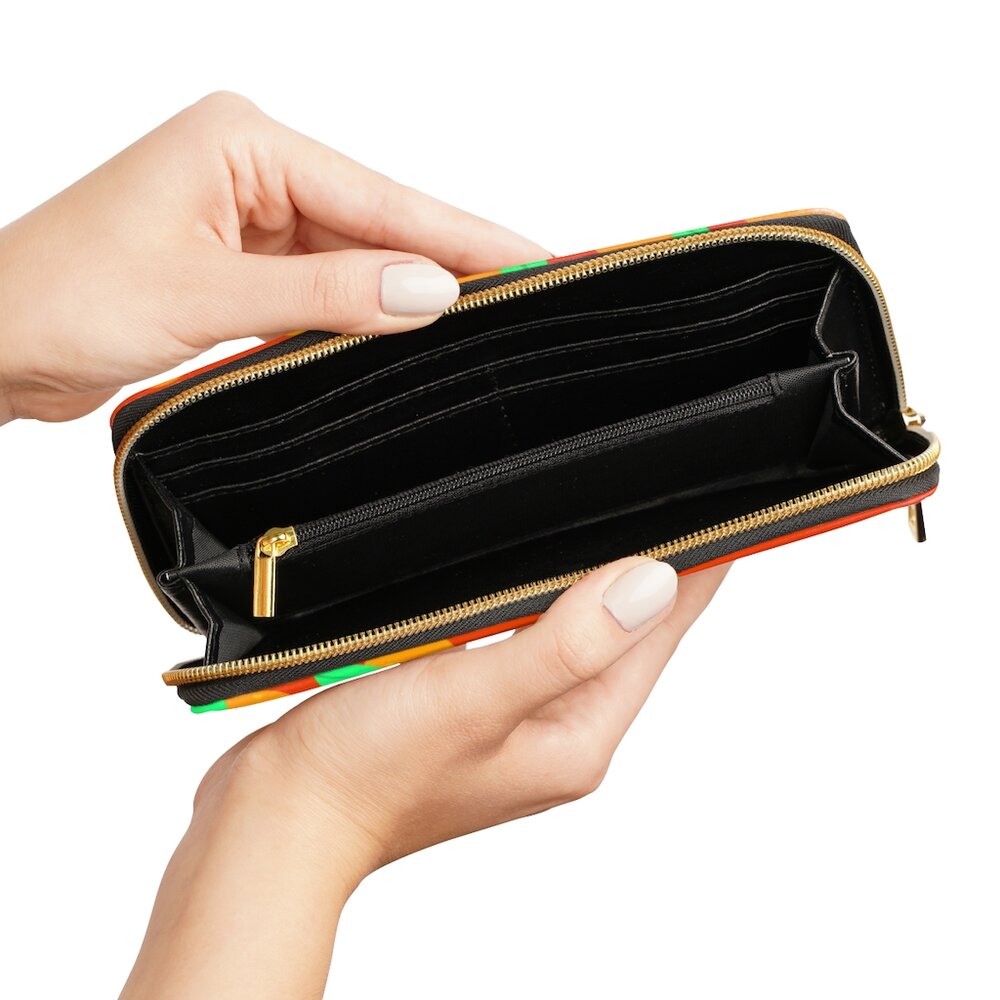 Faux Leather Zip Pocket Wallet