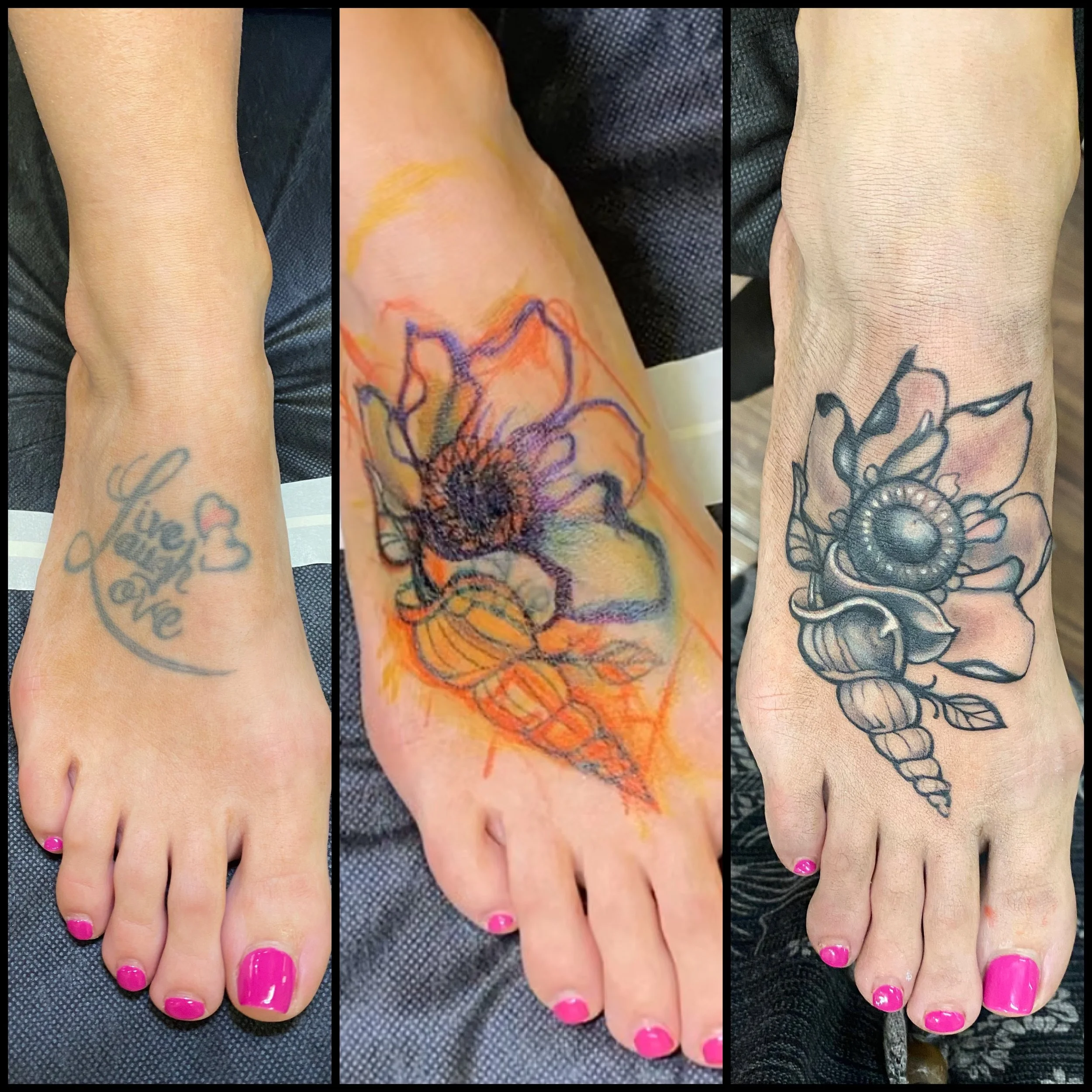 left image: before
middle image: marker drawing
right image: after