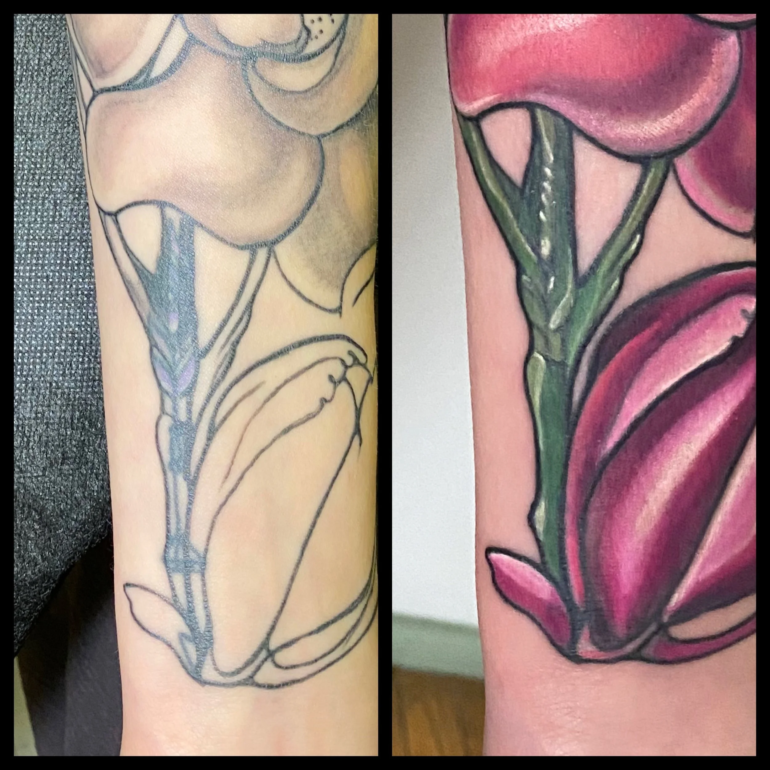 first pass with color and the old tattoo has vanished