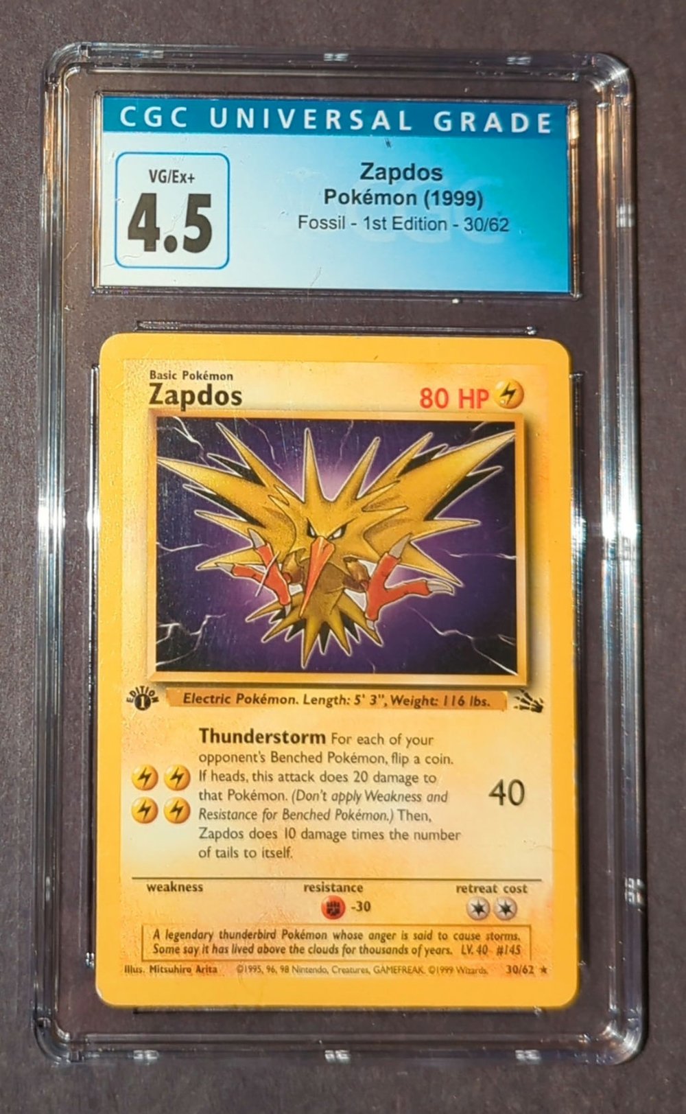 Zapdos 1st Edition Fossil 30/62 - 1995, 96, 98 Nintendo