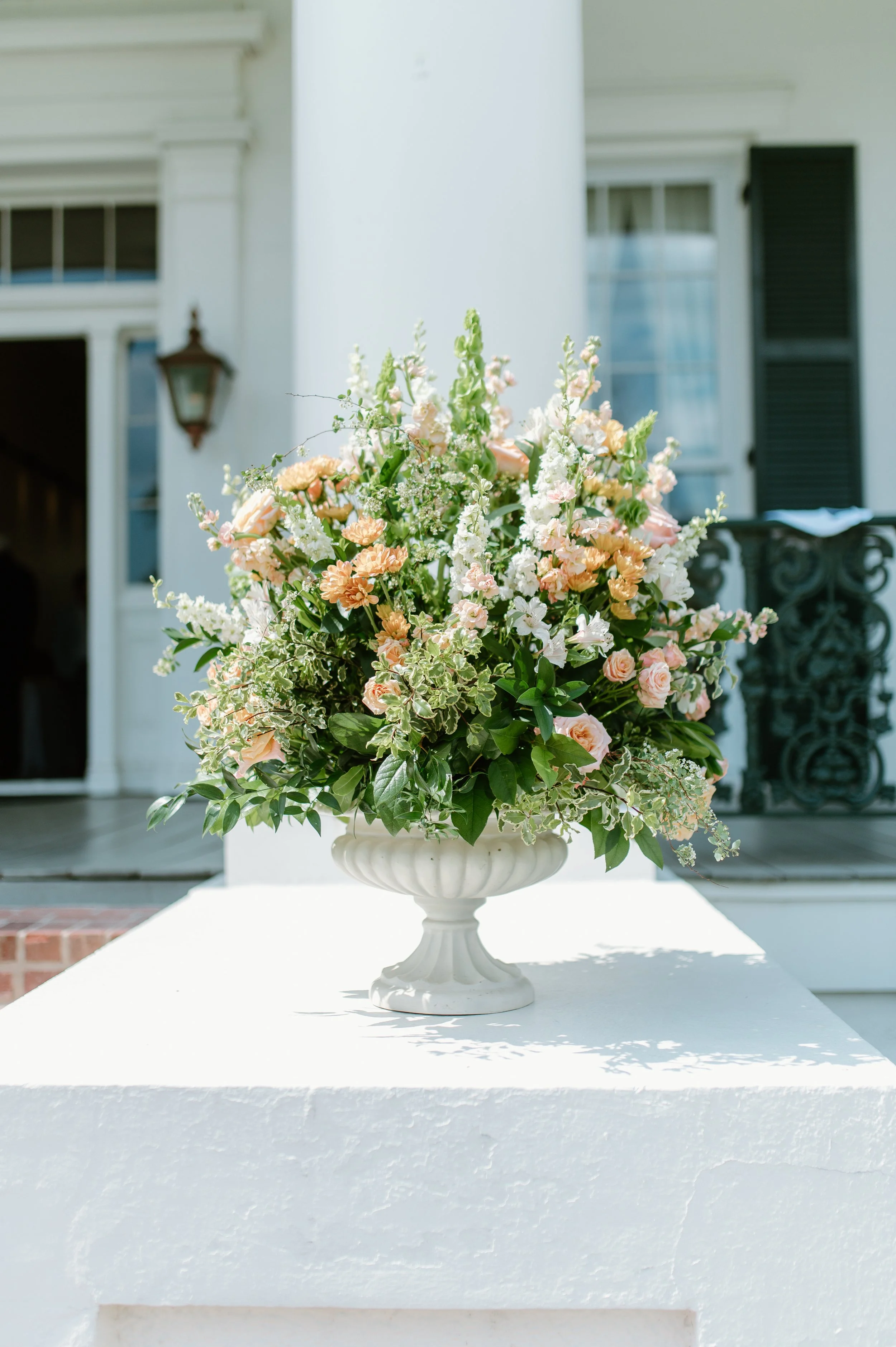 Large wedding floral arrangement at the Gilmour. 