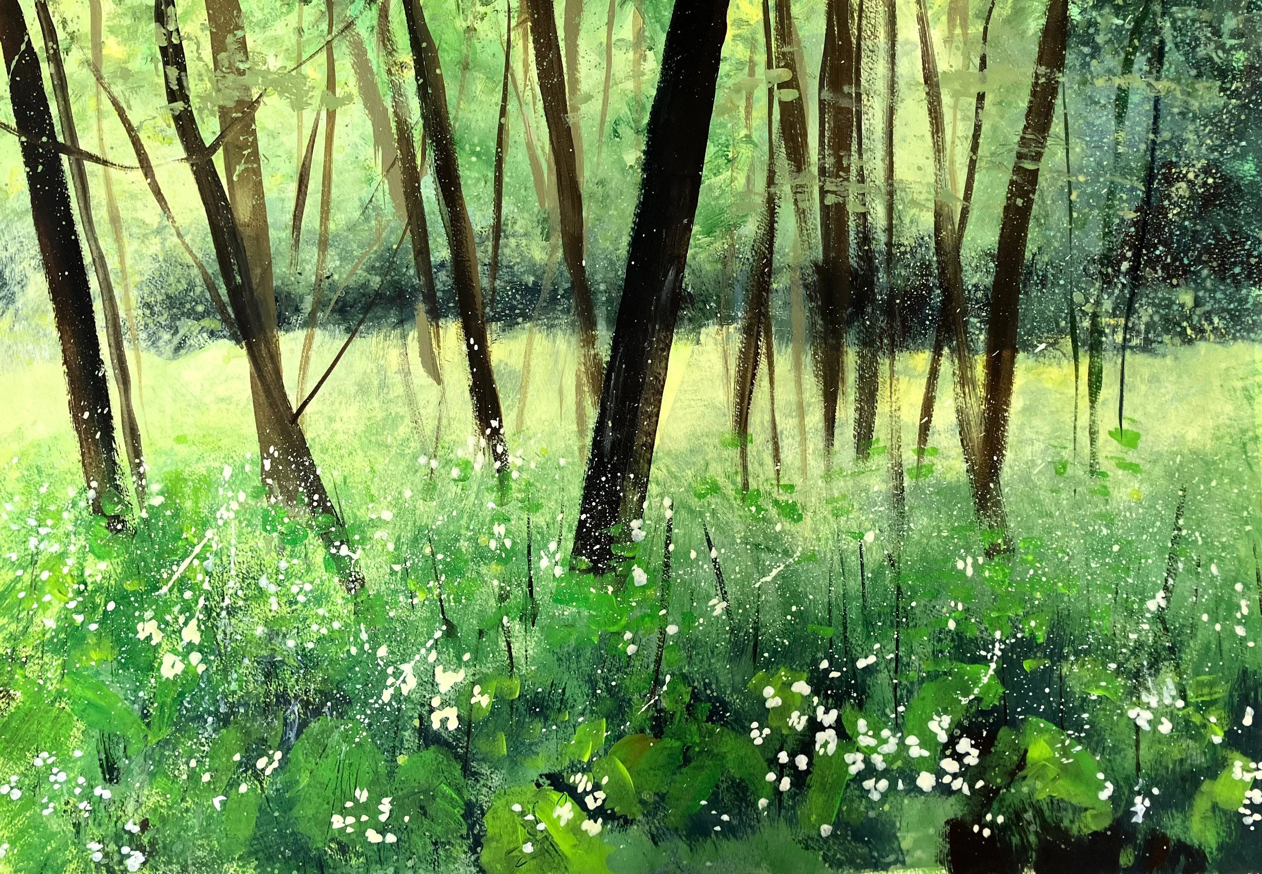 Three Corner Copse. Acrylic on paper. 42x30 cm. SOLD
