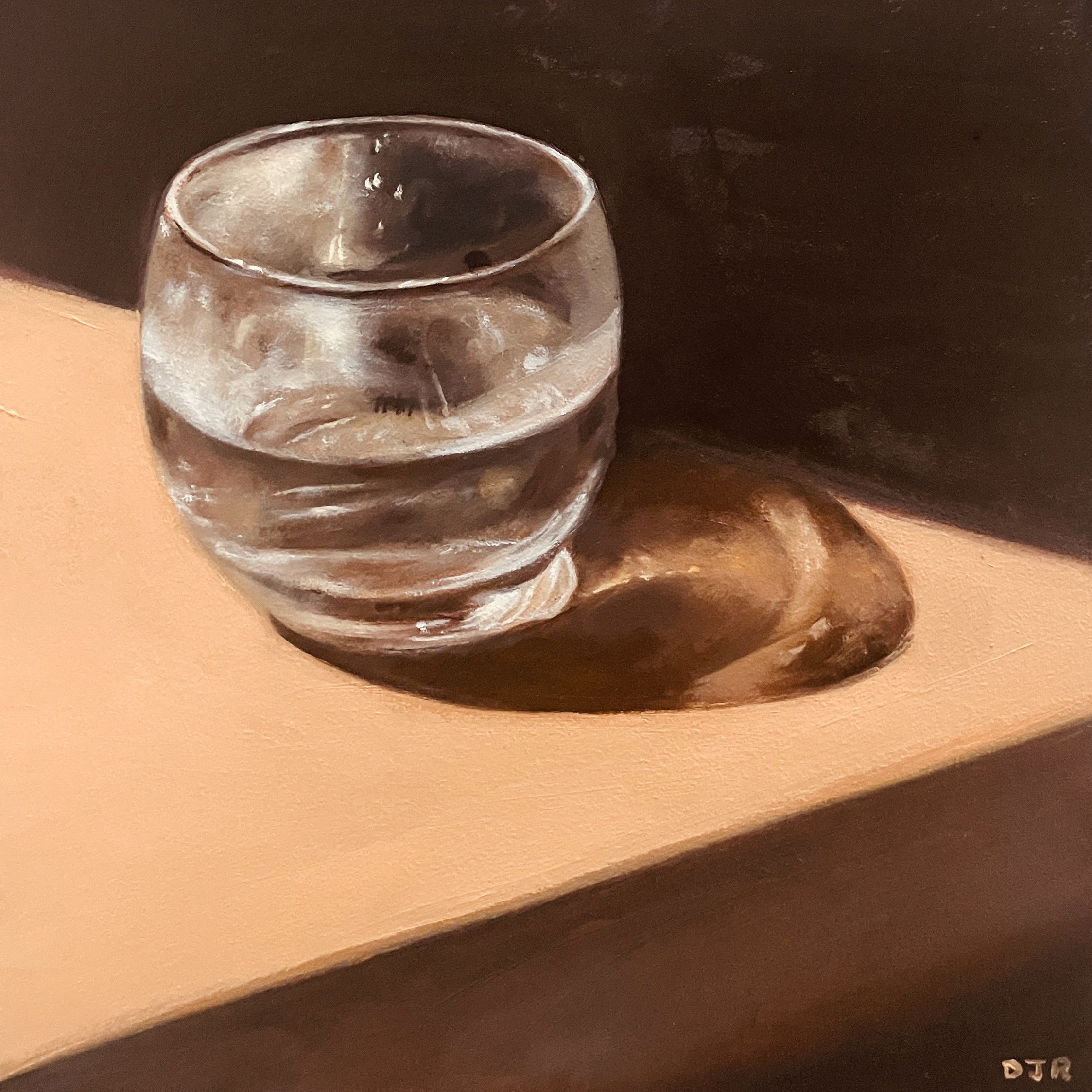 A Glass Of Water. Oil on board. 20 x 20cm. £275