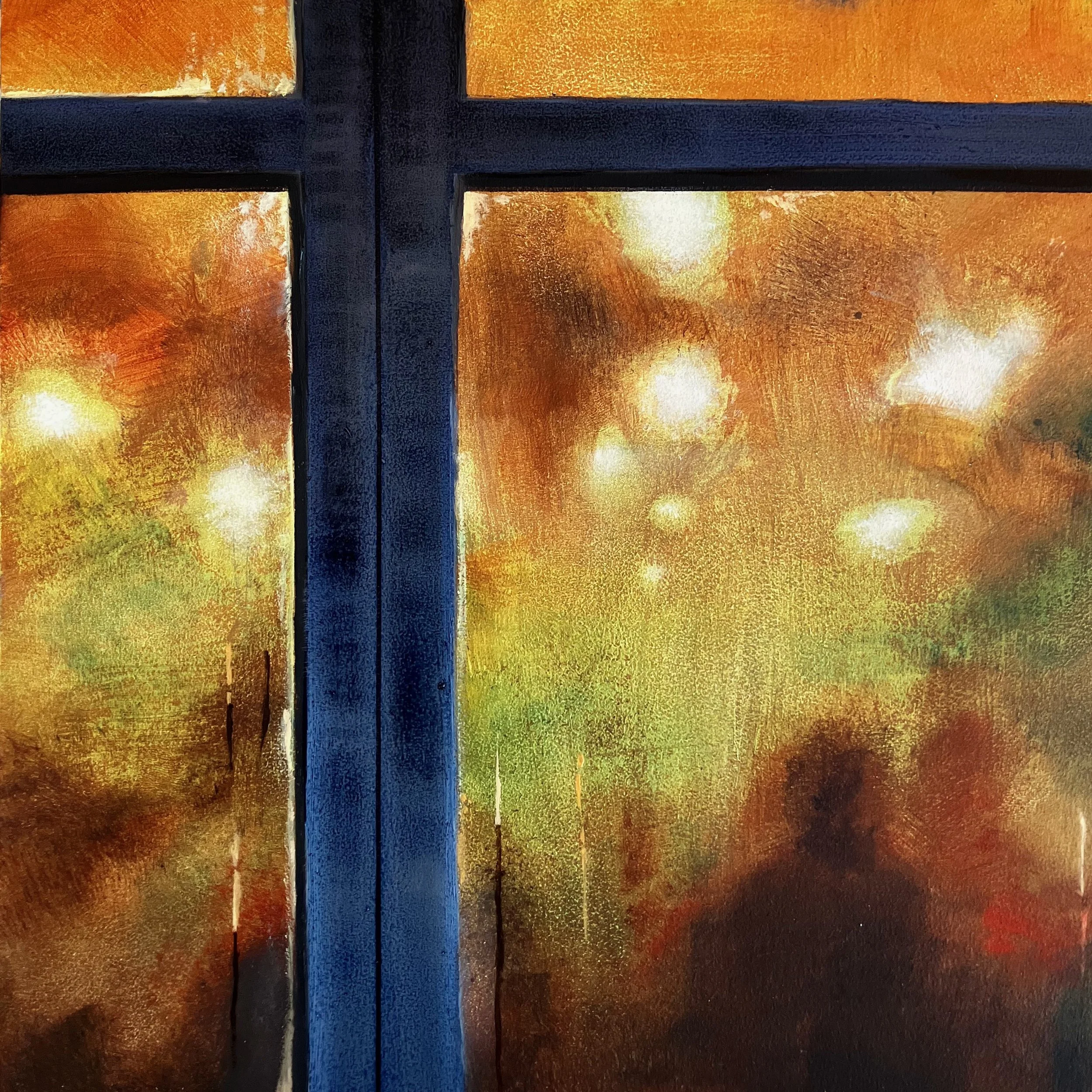 Twilight Cafe.. Oil on board. 25x25 cm. £250
