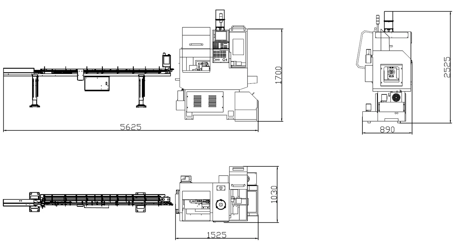 SW-13-swiss-type-cnc-lathe-Installation-Dimensions