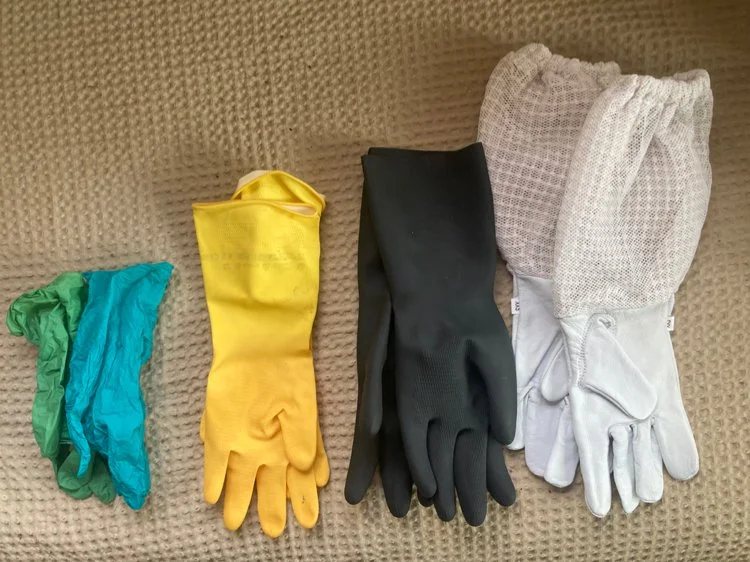 A sample of gloves used for beekeeping