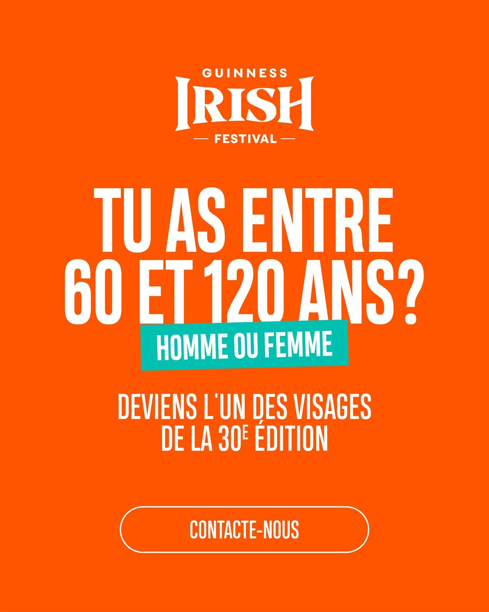 🍀 Cette ann&eacute;e, on met &agrave; l&rsquo;honneur celles et ceux qui font vibrer le festival&hellip; &agrave; tout &acirc;ge.
Tu as 60+ ? Rejoins l&rsquo;aventure et deviens un visage de la campagne du Guinness Irish Festival.

Envoie un portrai