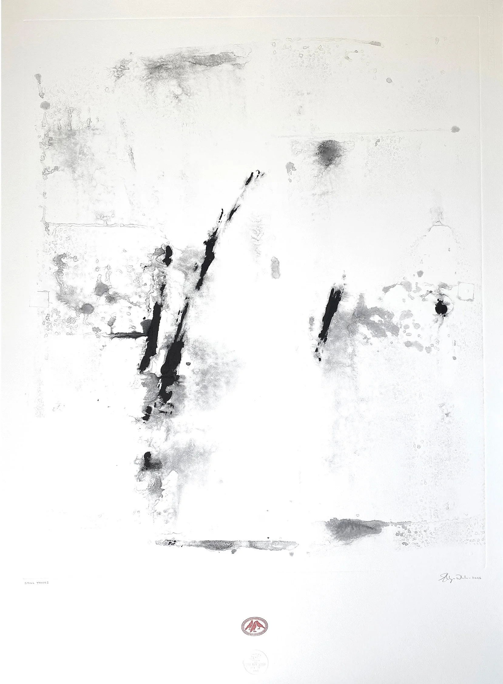 Contemporary ink works on time, presence and transience