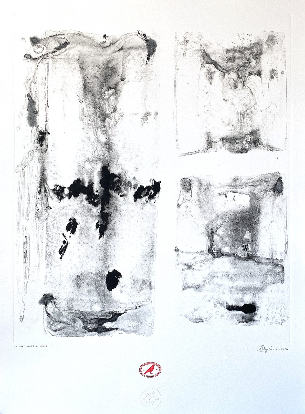 Contemporary ink works on time, presence and transience