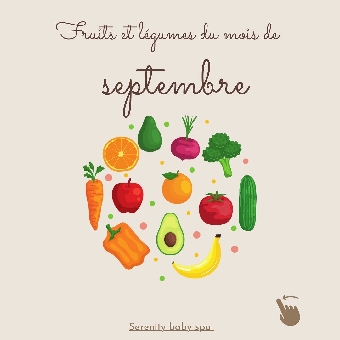 Fruits et l&eacute;gumes du mois de septembre 🍑🍌🍓🍉🍇

#serenitybabyspa#bienmanger#sante#mamanbebe#fruitlegume#babyspa#bienetre