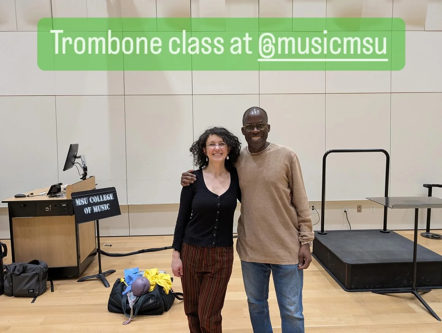 Back in the educational saddle with @kwtdetroit ! Ken invited me into the trombone universe at @musicmsu and it was tons of fun. 

From a body use perspective, strings and trombone are notably similar, with our ever-bent left elbows and the sweeping 