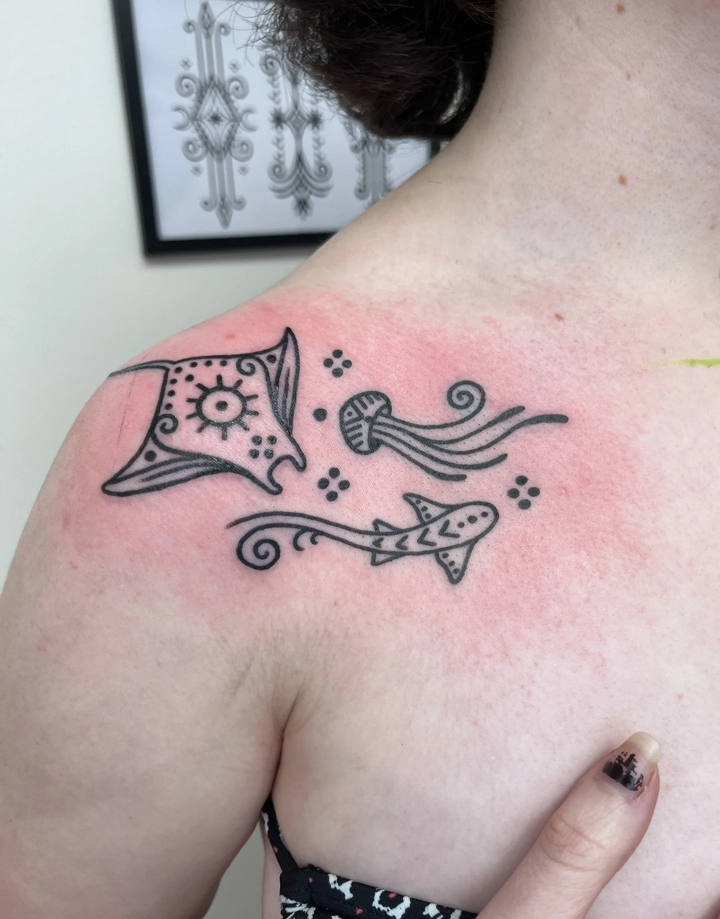 Lil sea creatures for Bee ✺ ༶
If you&rsquo;d like something custom in this style send me a DM &hearts;️🕉️🌞 

#tattoos #galwayartists #BLXCKINK #linework #ornamentaltattoo