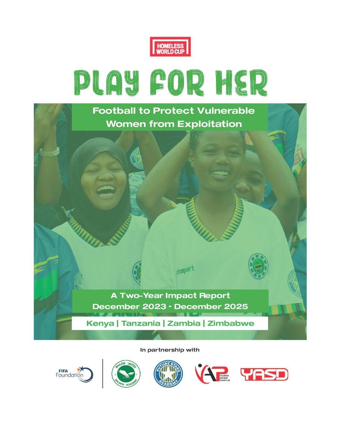 We're delighted to share the Impact Report for our Play For Her programme, which gave more than 2,400 people across Kenya, Tanzania, Zambia and Zimbabwe the opportunity to learn about gender-based violence through football and take steps towards fina