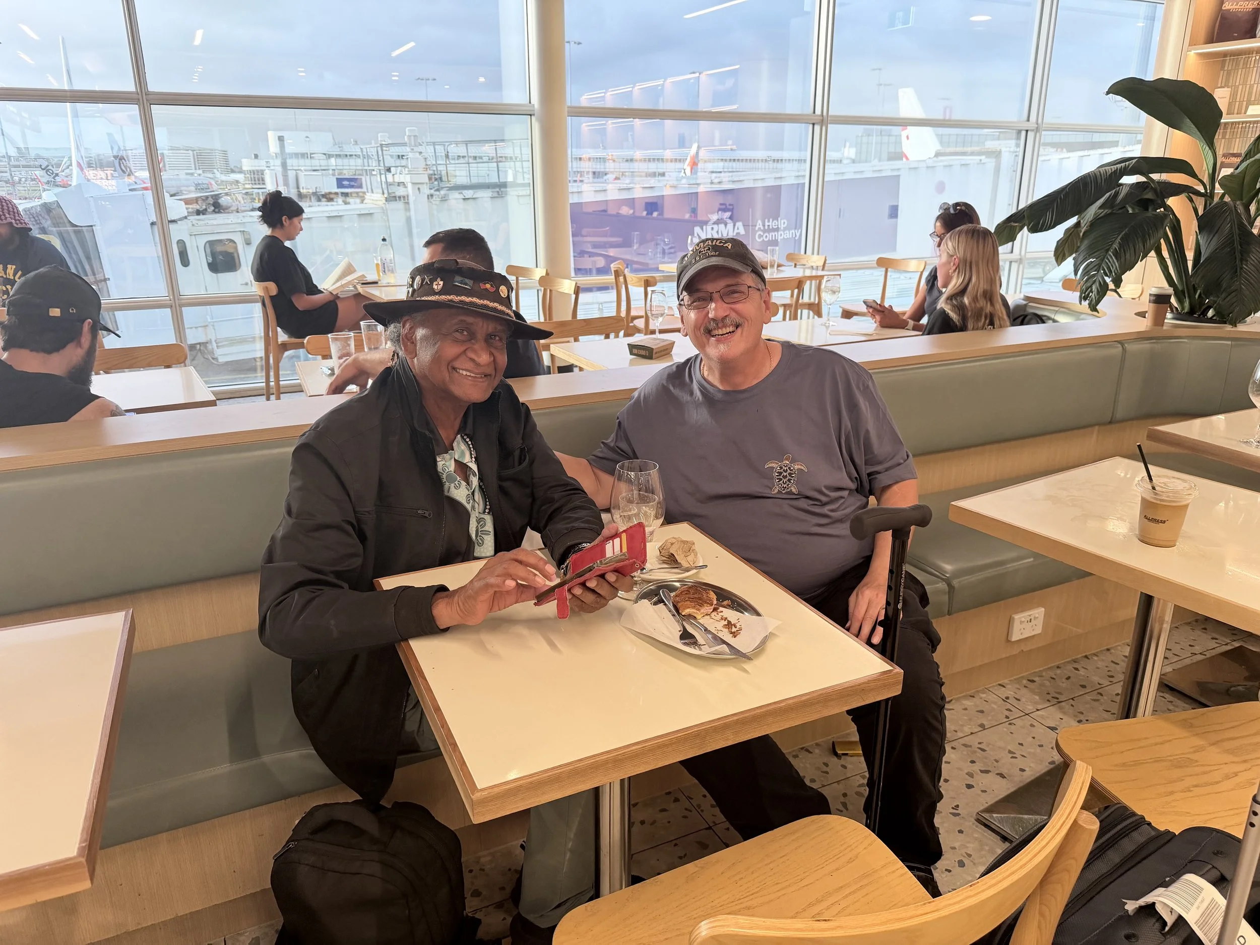 Prayers with Indigenous Pastor Ray in Australia after terror attacks at Bondi Beach.