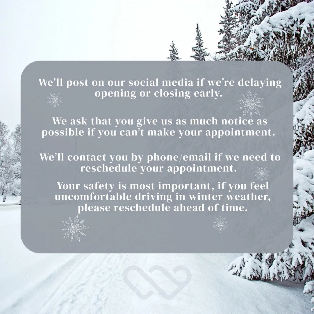 Snow&rsquo;s on its way, here are just a few reminders☃️❄ 

If you need reschedule or cancel your appointment🗓 you can can do so via our online booking at www.wellnessinitiative.ca 🌐,902-883-3095 📱(please leave a message)
or send us an email at in