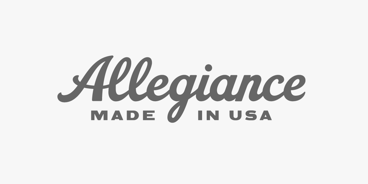 Allegiance brand logo with the text 'Allegiance Made in USA' in gray on a light background.