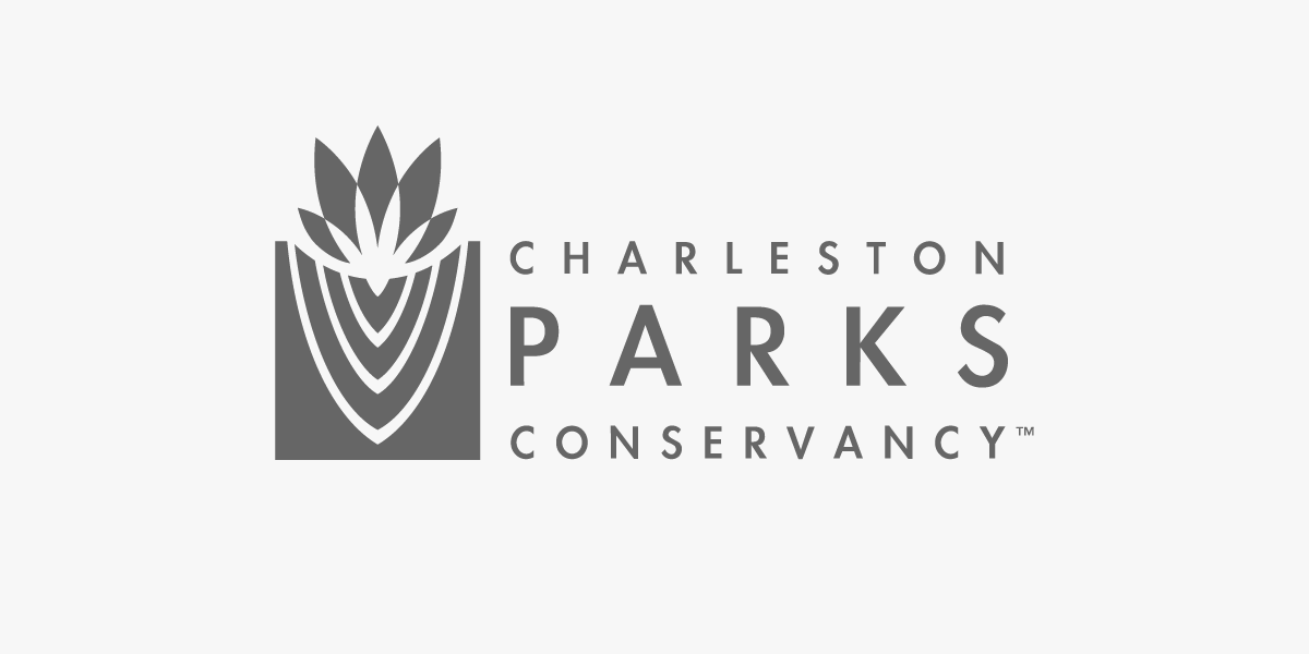 Charleston Parks Conservancy logo with a stylized plant or leaf design