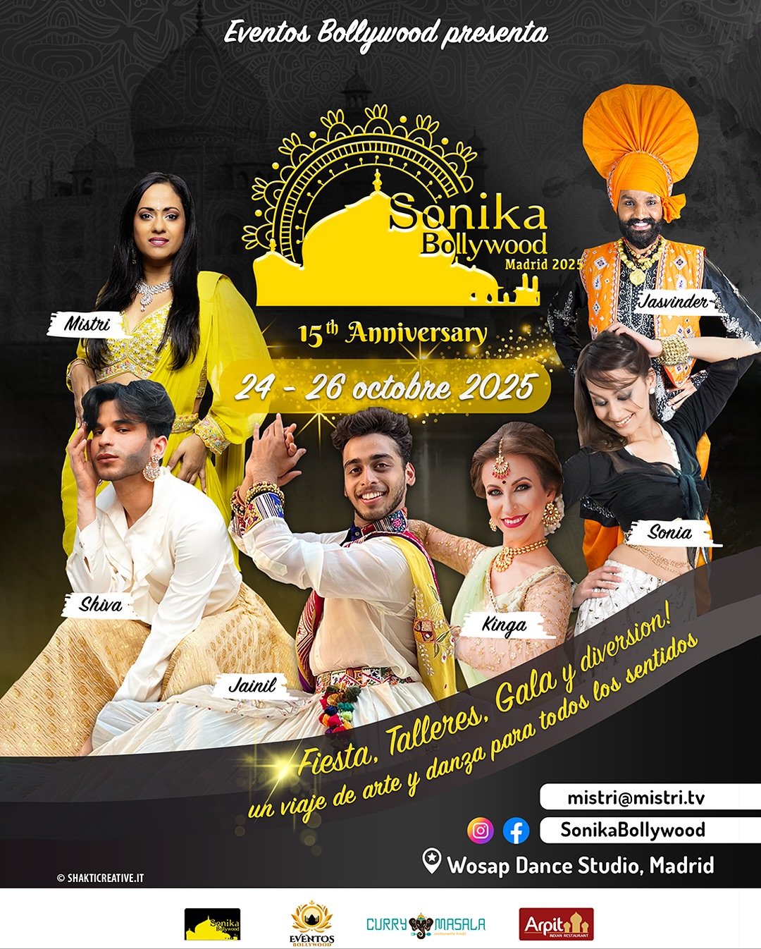 SPAIN! Come dance with us 💛 Excited to be hosted by @sonikabollywood for a series of dance workshops and a fabulous gala presentation, alongside these wonderful artists from across the globe. Limited spots available, so hurry! Spread the word 🌷

@j